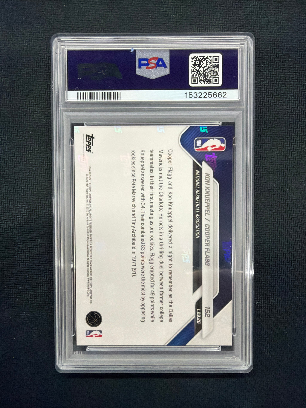 2025 Topps Now Knueppel/Flagg Rookie PSA 10 Hornets Mavericks 5662