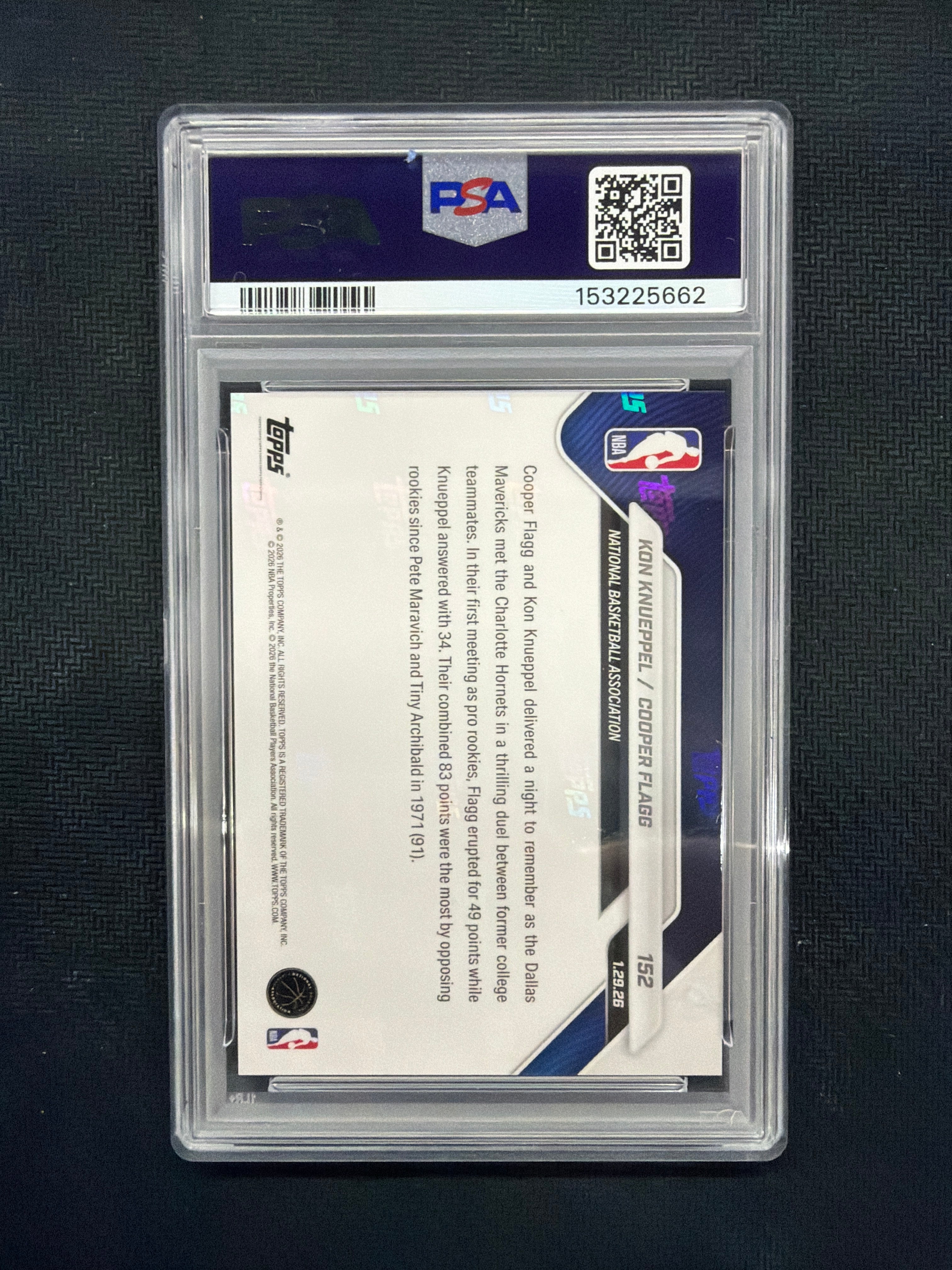 2025 Topps Now Knueppel/Flagg Rookie PSA 10 Hornets Mavericks 5662