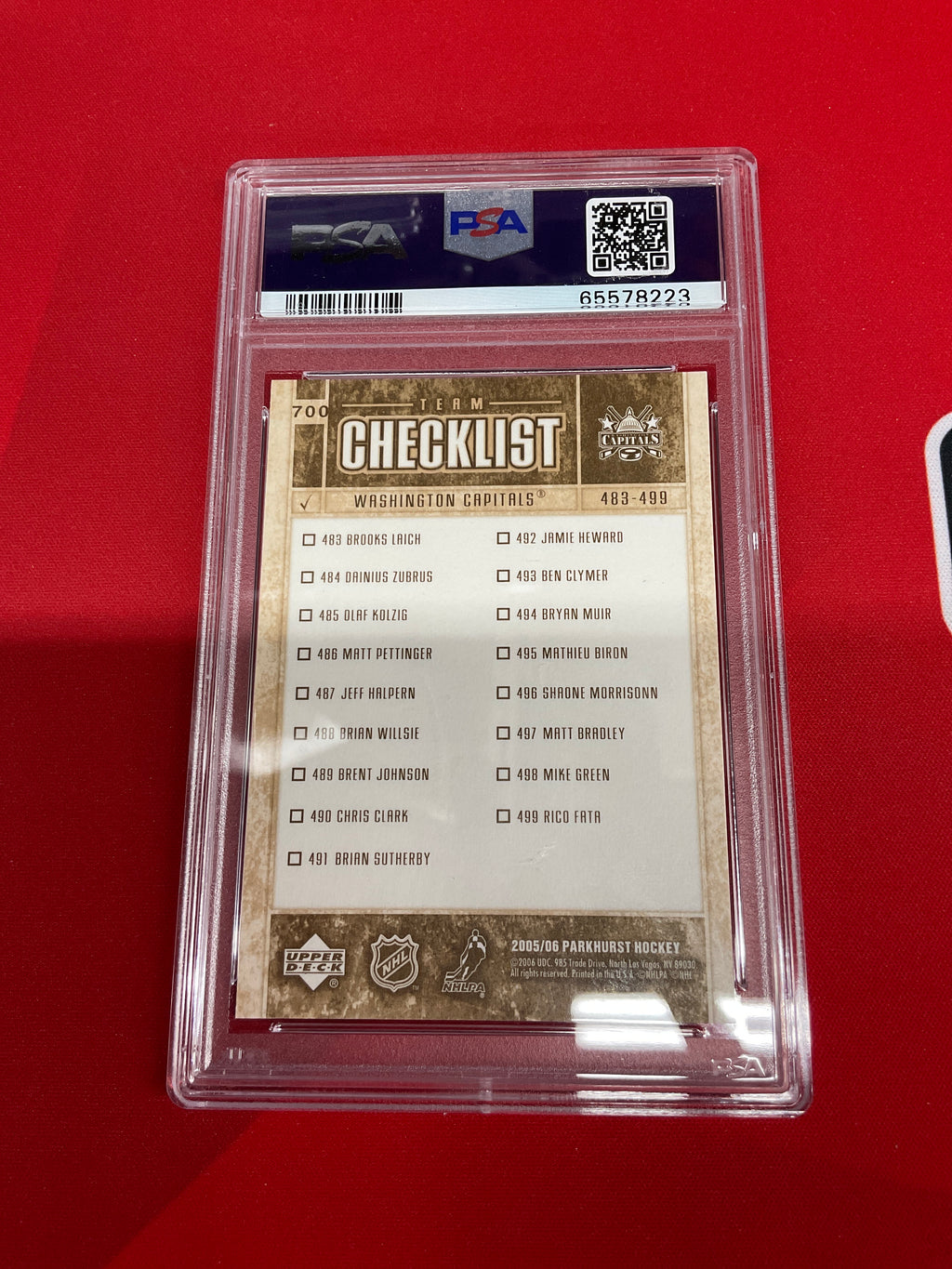 2005 Parkhurst Alexander Ovechkin Checklist PSA 10 Capitals