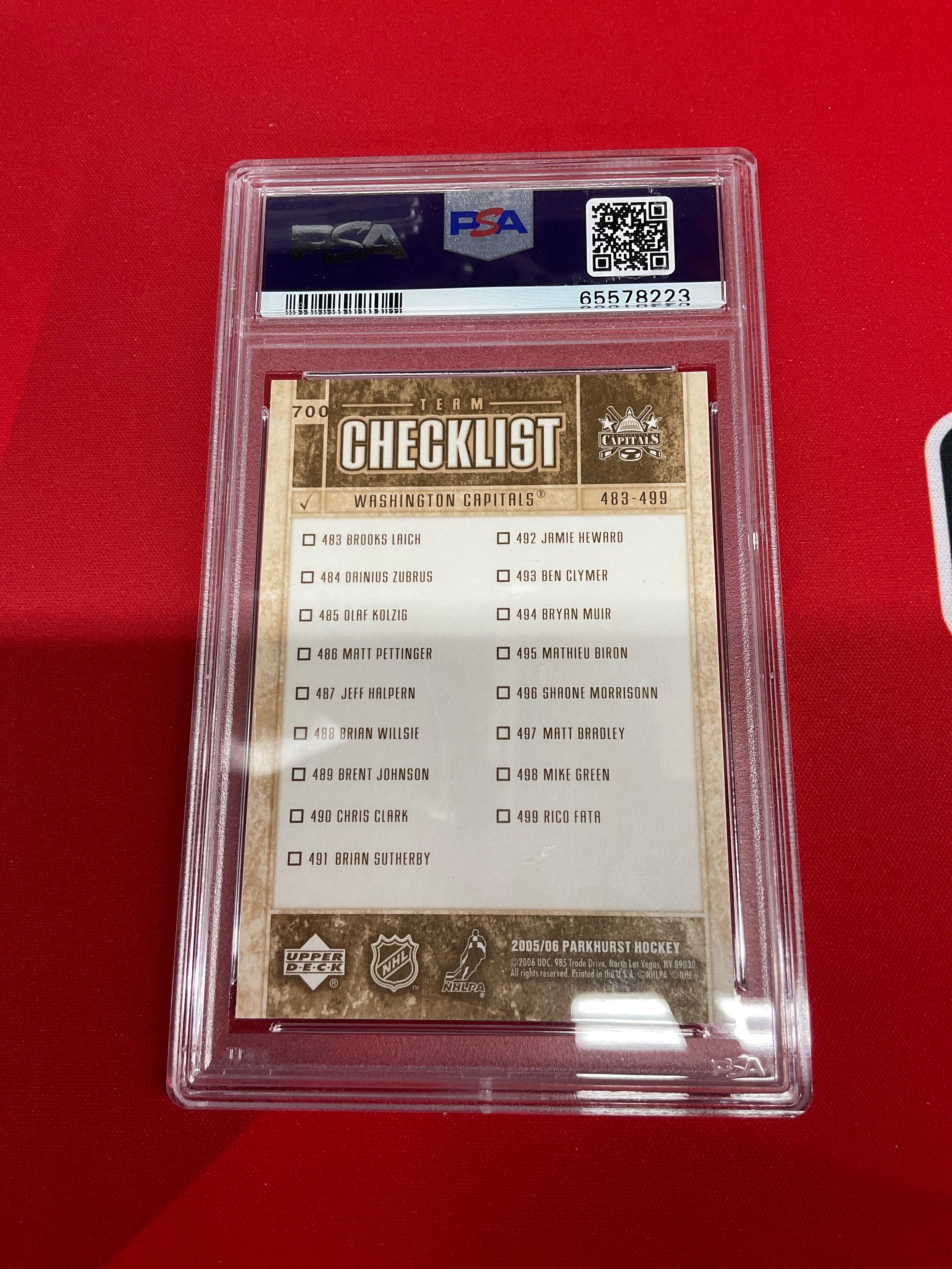 2005 Parkhurst Alexander Ovechkin Checklist PSA 10 Capitals