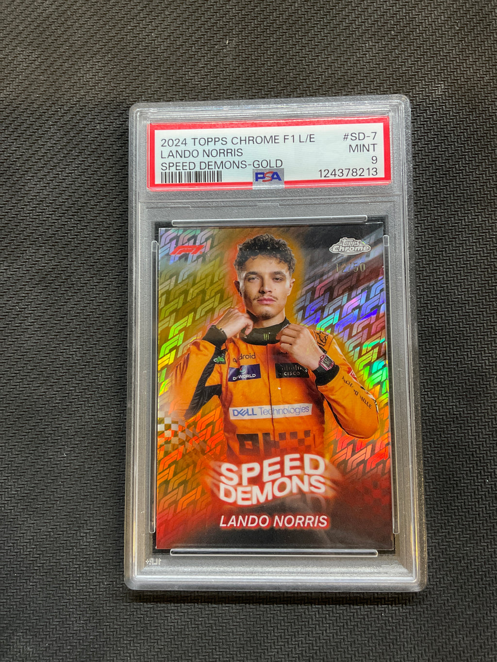 2024 Topps Chrome Logfractor Lando Norris Speed Demons Gold /50 PSA 9
