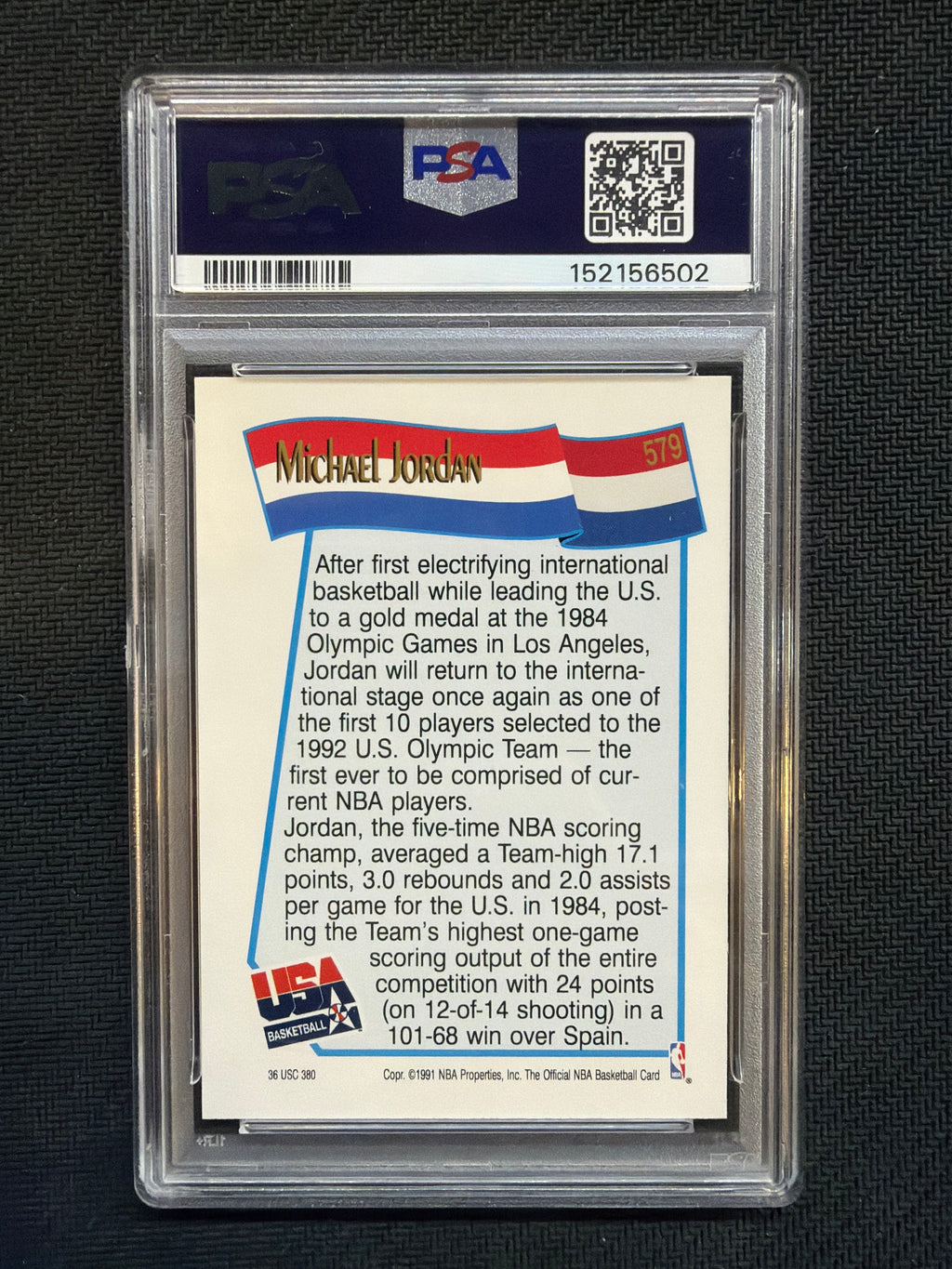 1991 Hoops Michael Jordam USA #579 PSA 10 Bulls 502