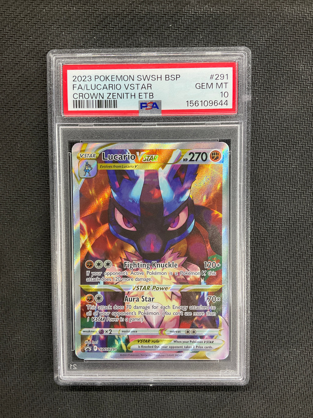 2023 Pokemon Crown Zenith Elite Trainer Promo Lucario VSTAR #291 PSA 10