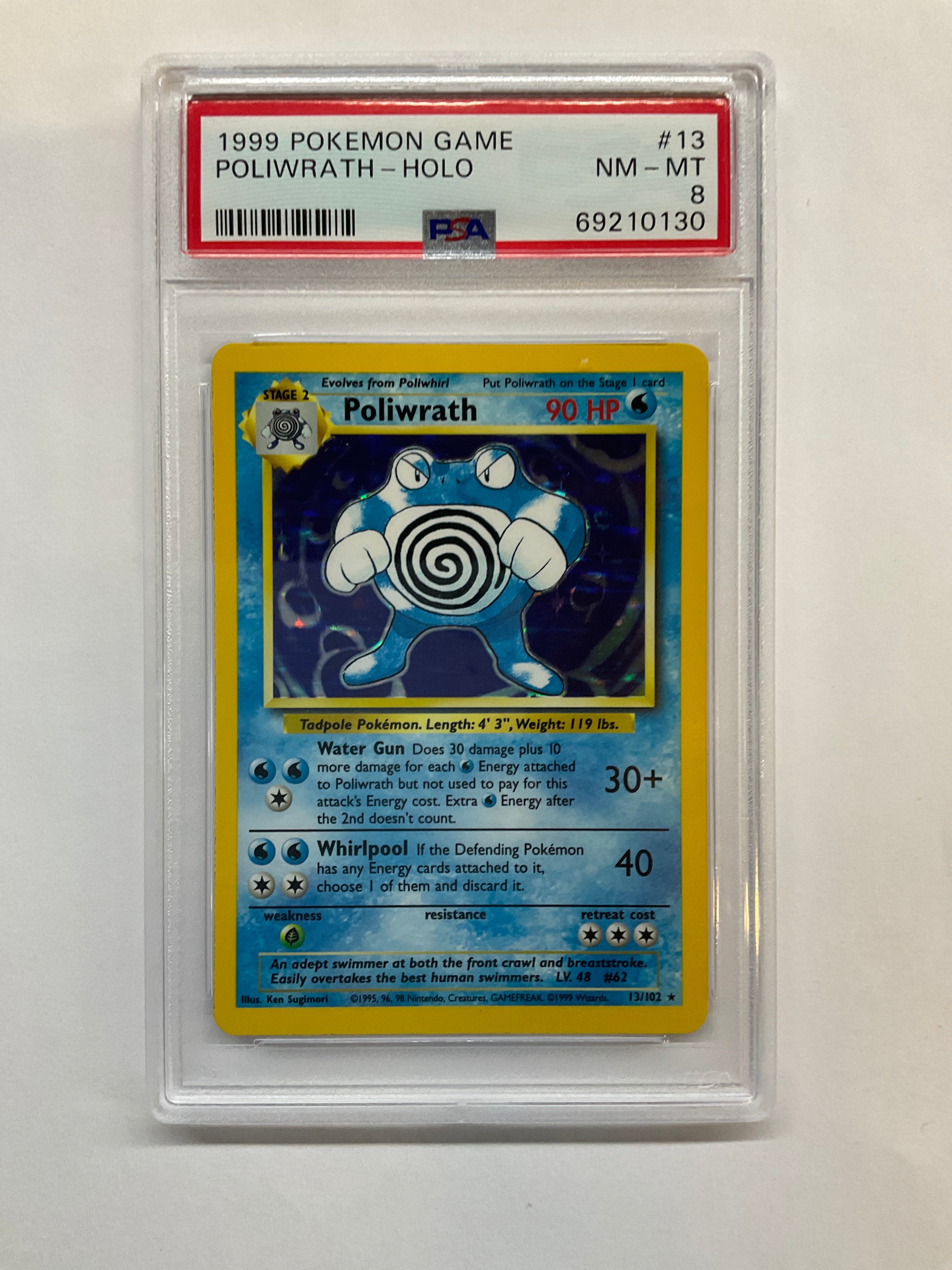 1999 Pokemon Base Set Poliwrath Holo 13 PSA 8