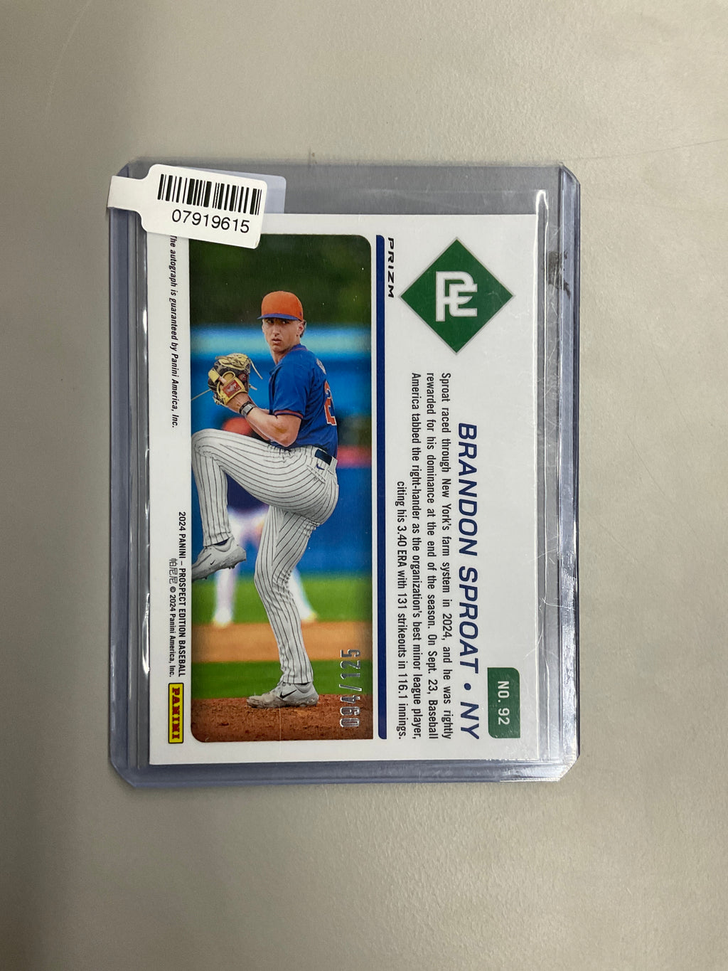 2024 Panini Prospect Brandon Sproat Auto /125