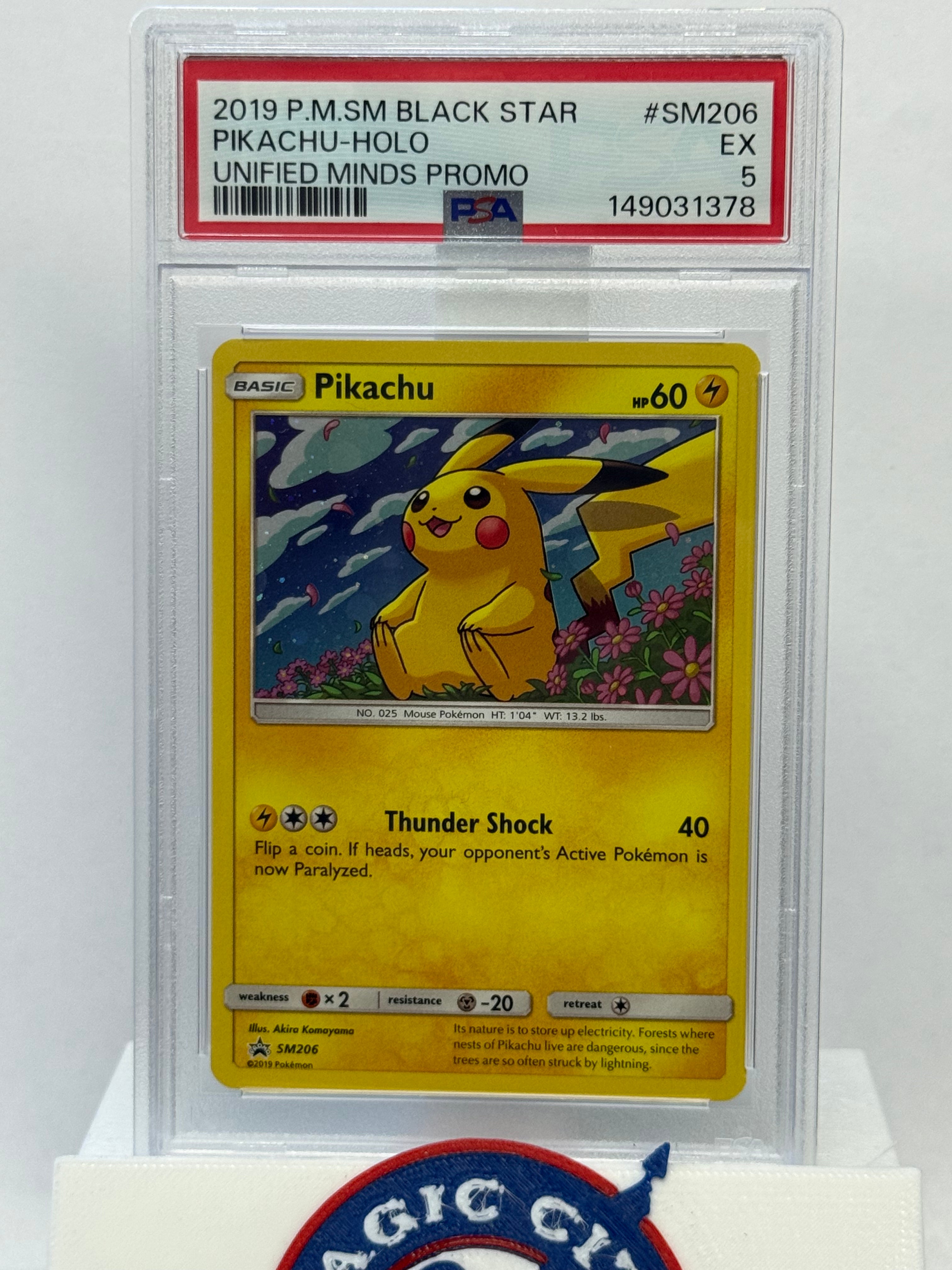 2019 Pokemon Unified Minds Pikachu Holo SM206 PSA 5 - SWIRL!