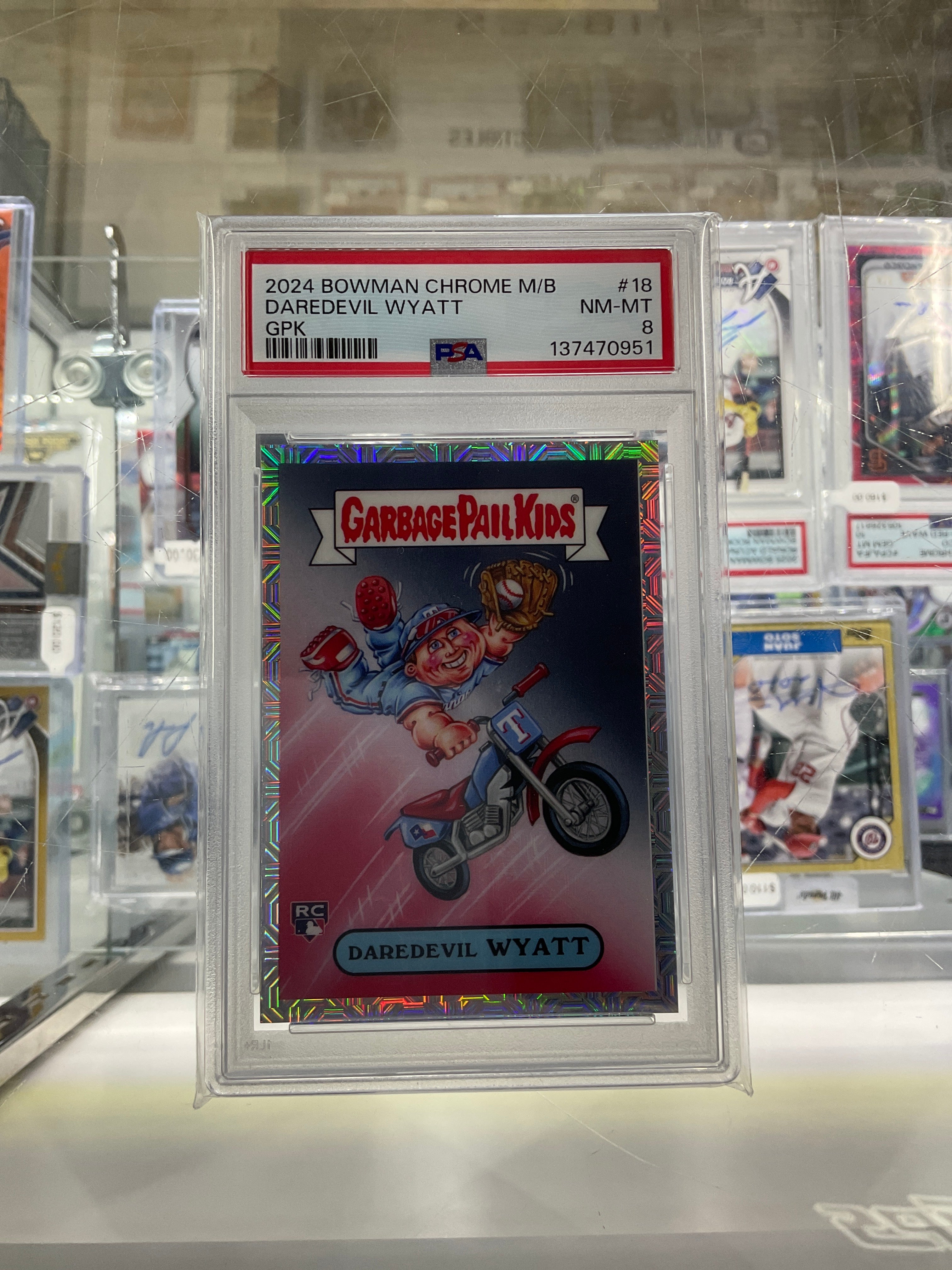 2024 Bowman Chrome Wyatt Langford GPK Garbage Pail Kids PSA 8 Case Hit