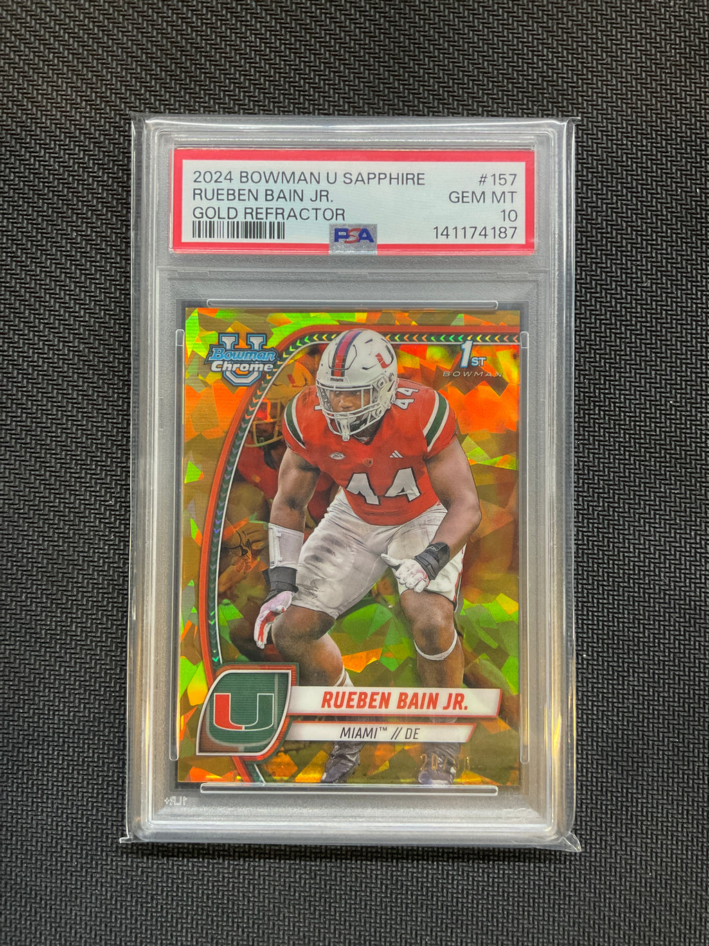 2024 Bowman U Sapphire Rueben Bain Jr.  Gold /50 PSA 10 Miami