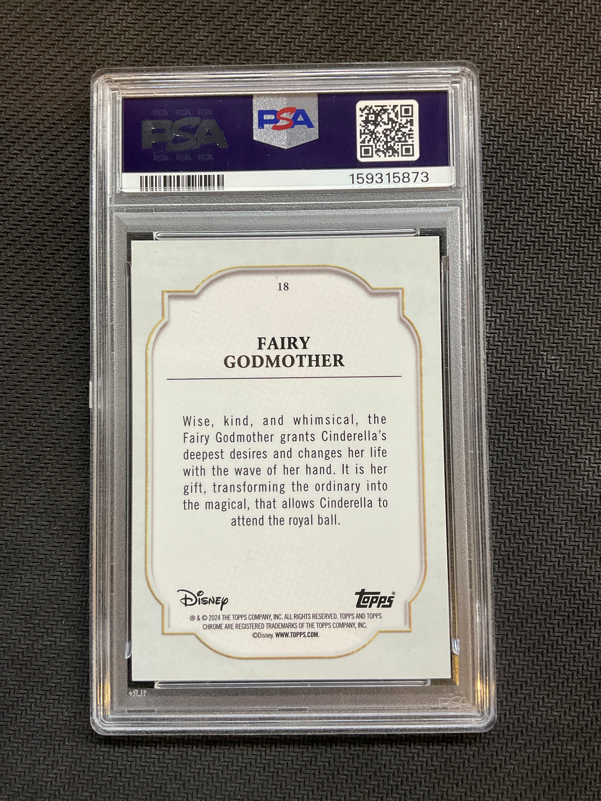 2024 Topps Chrome Disney Fairy Godmother Black & White Speckle /101 PSA 9