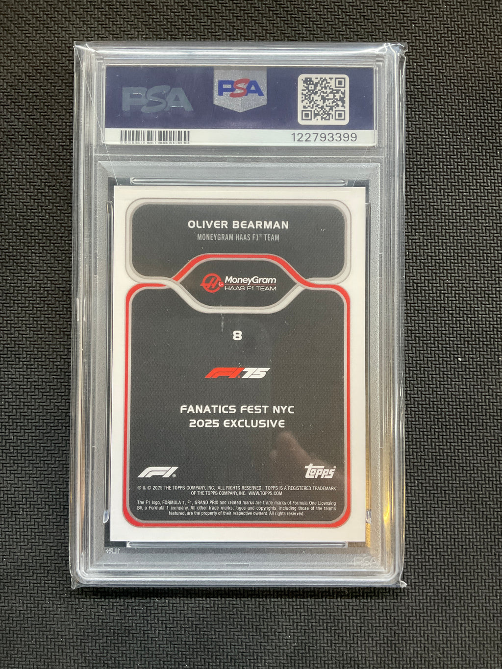 2025 Topps F1 Fanatics Fest Oliver Bearman #8 PSA 10 Haas