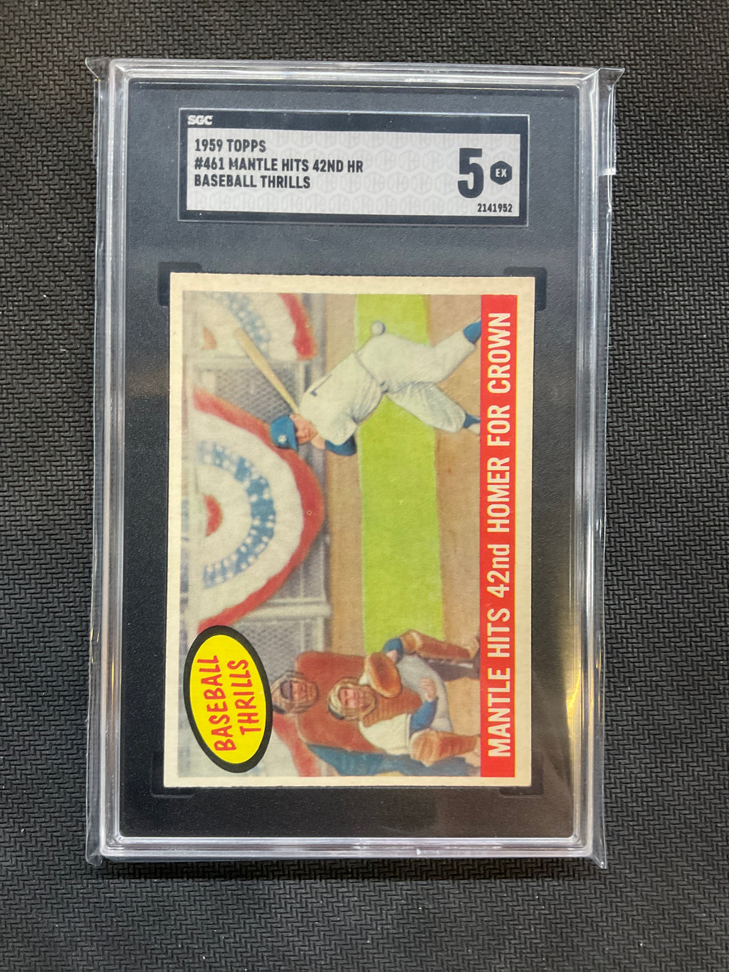 1959 Topps #461 Mantle Hits 42nd HR Baseball Thrills SGC 5 Yankees