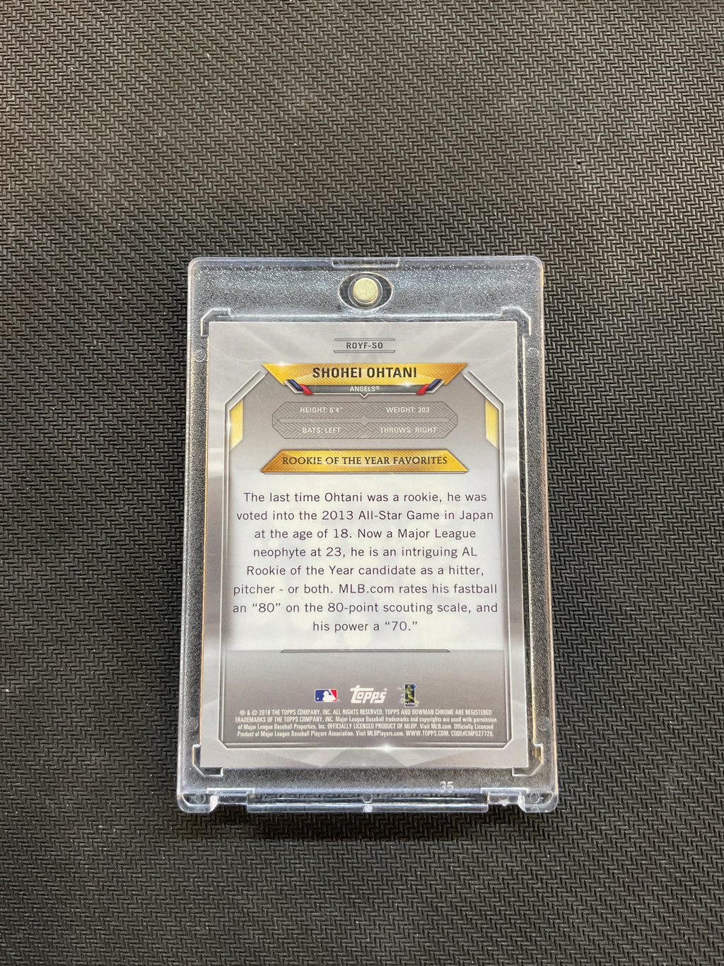 2018 Bowman Chrome Shohei Ohtani Rookie of The Year Favorites Mojo Refractor Angels
