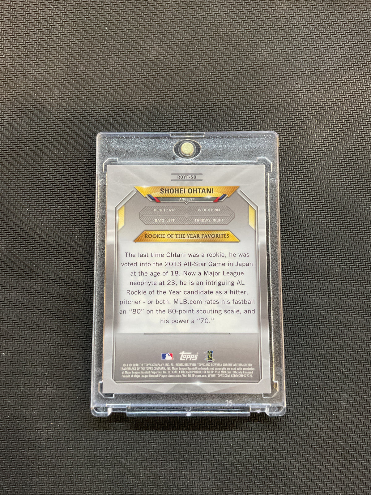 2018 Bowman Chrome Shohei Ohtani Rookie of The Year Favorites Mojo Refractor Angels