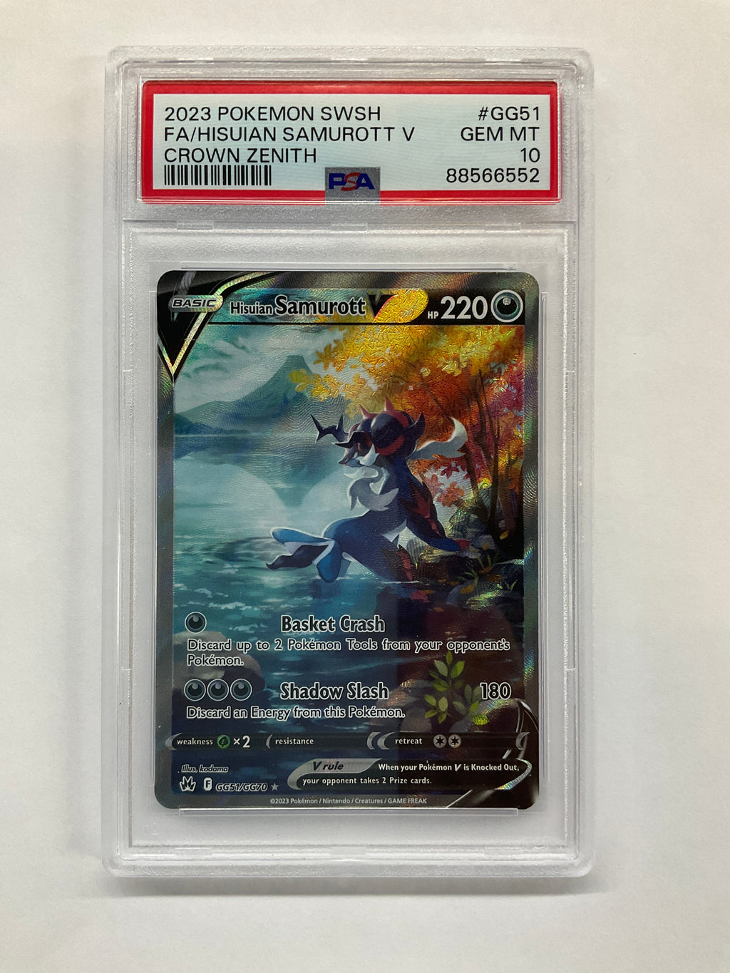 2023 Pokemon Crown Zenith Hisuian Samurott V GG51 PSA 10