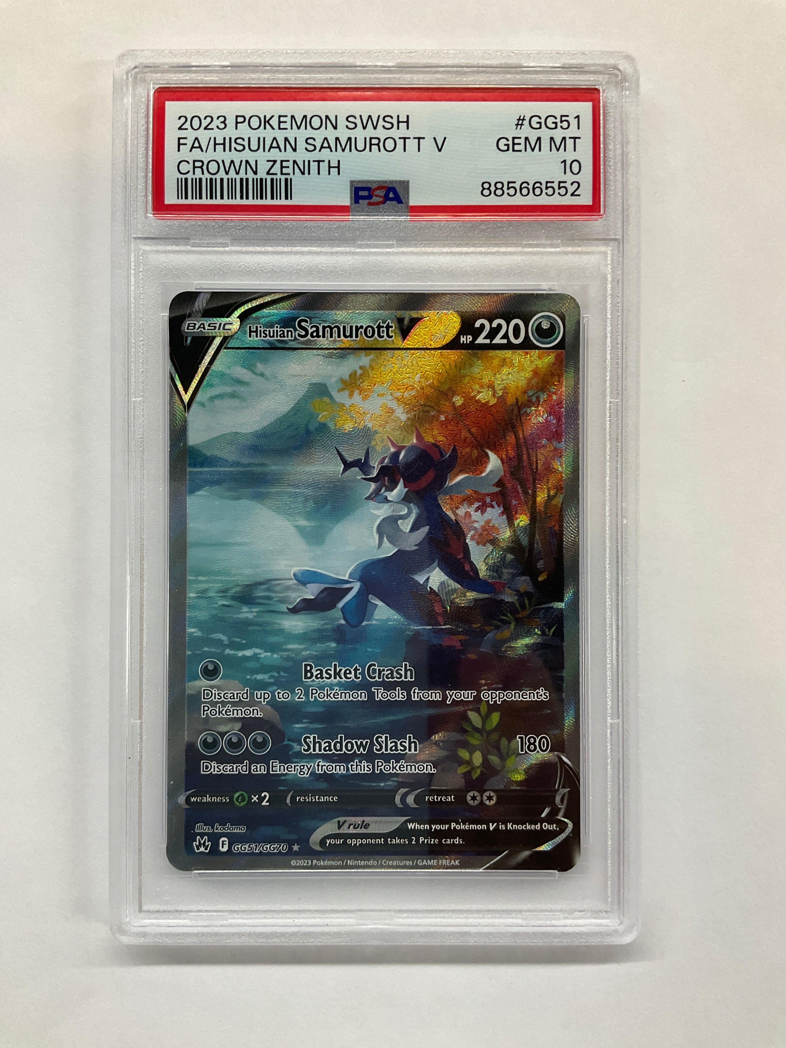 2023 Pokemon Crown Zenith Hisuian Samurott V GG51 PSA 10