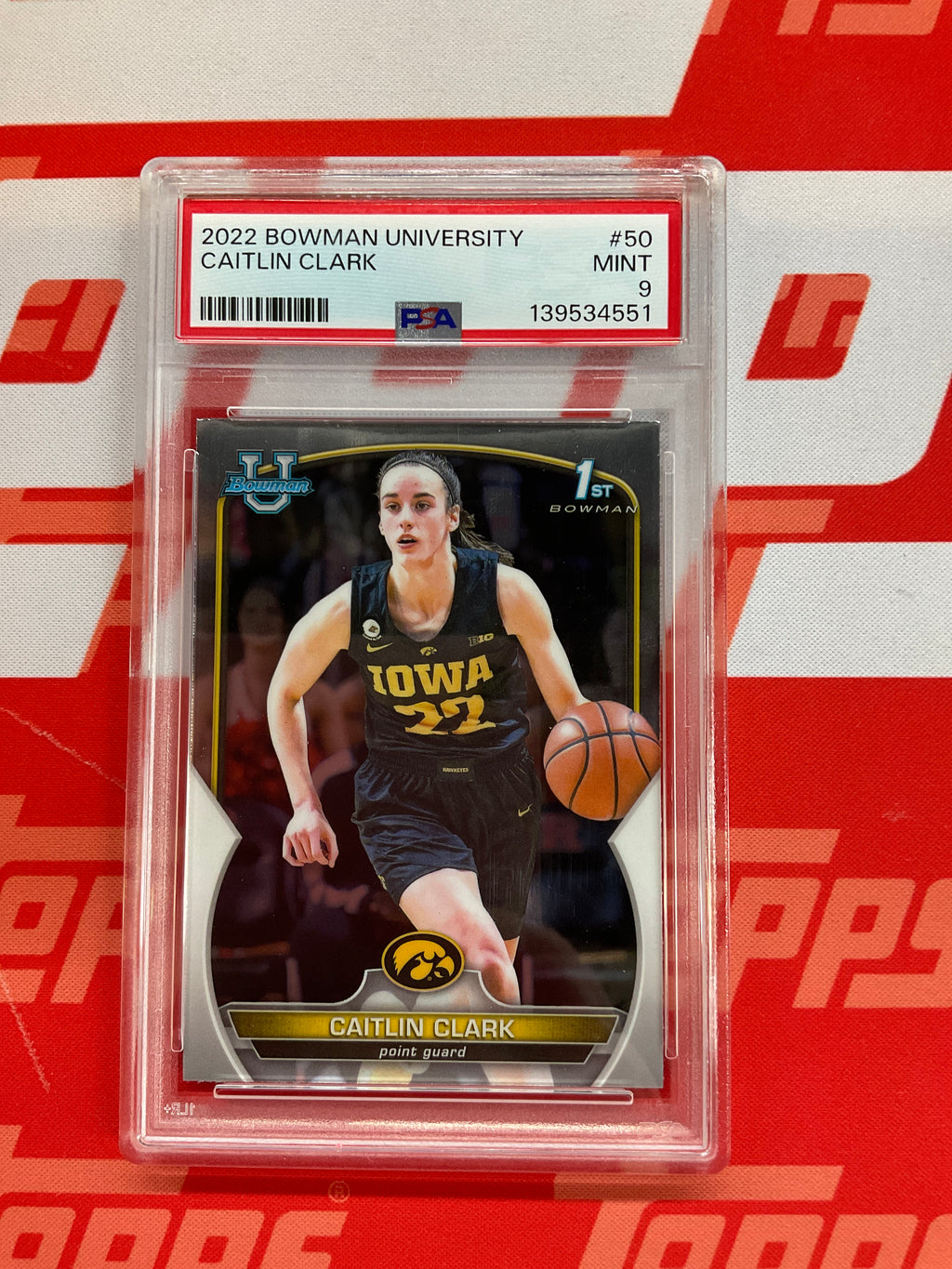 2022 Bowman U Caitlin Clark Rookie 1st PSA 9 Iowa