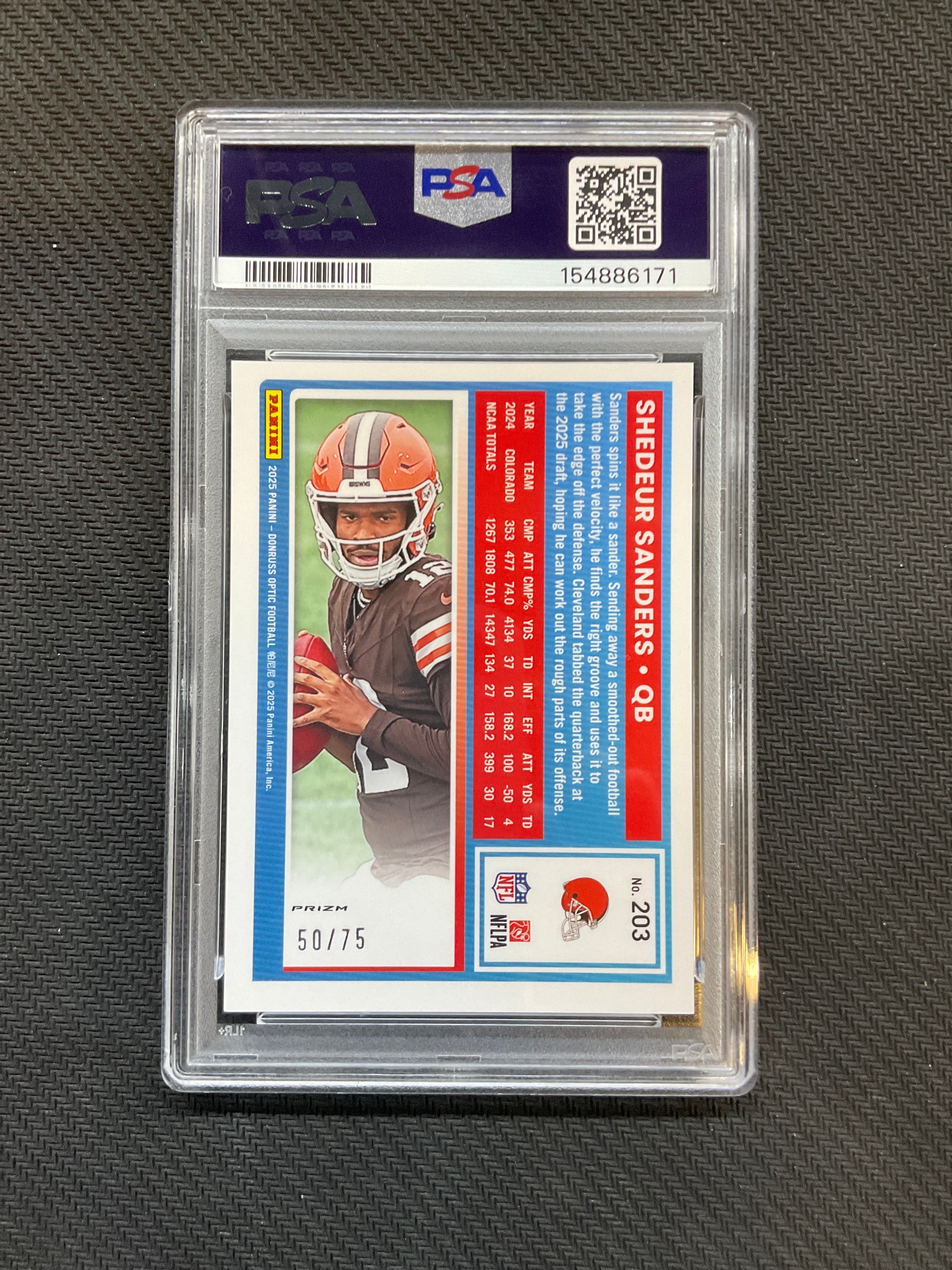 2025 Donruss Optic Shedeur Sanders Electricity /75 PSA 9