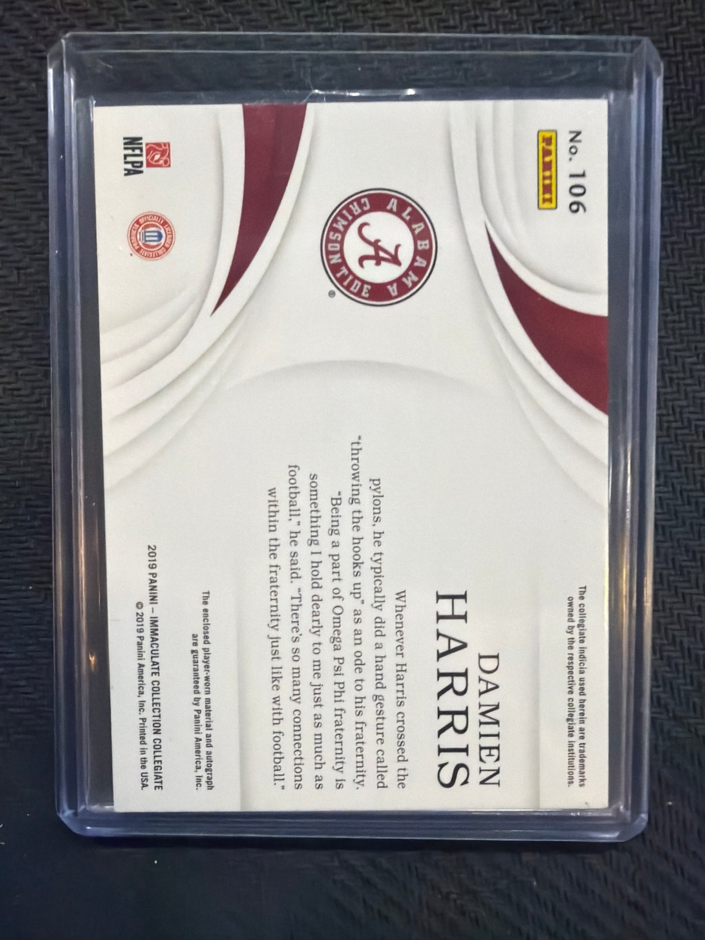 2019 Panini Immaculate Damien Harris RPA /99 Alabama