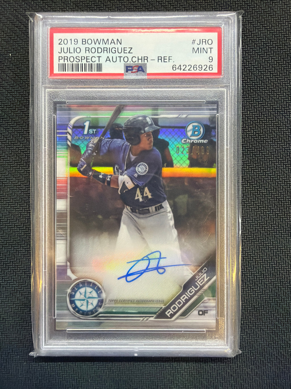 2019 Bowman Julio Rodriguez Rookie Auto /499 PSA 9 Seatle