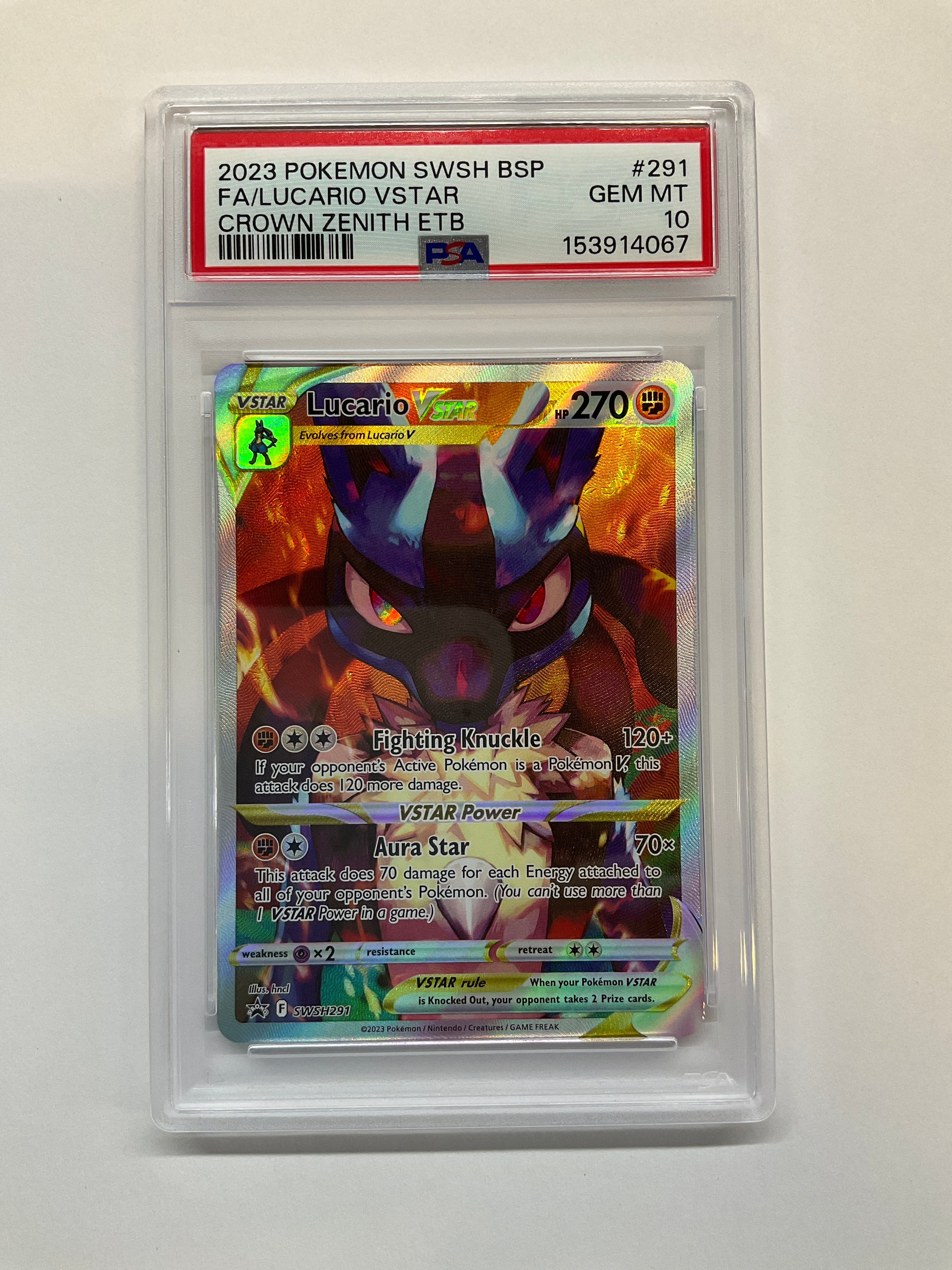 2023 Pokemon Crown Zenith Lucario Vstar SWSH291 PSA 10