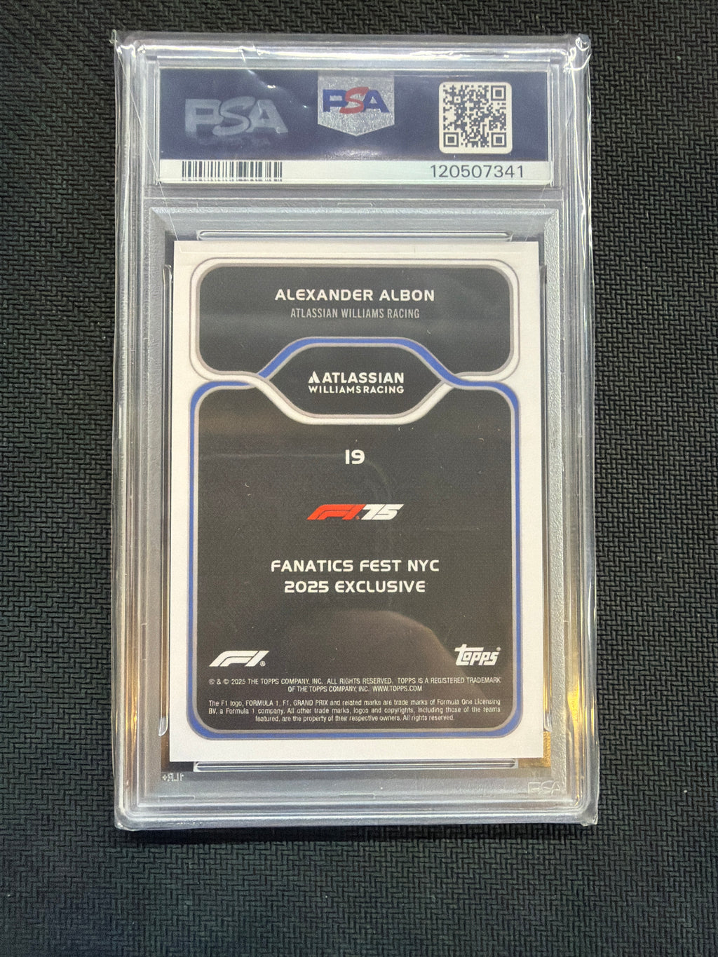 2025 Topps F1 Fanatics Fest Alex Albon Williams #19 PSA 10