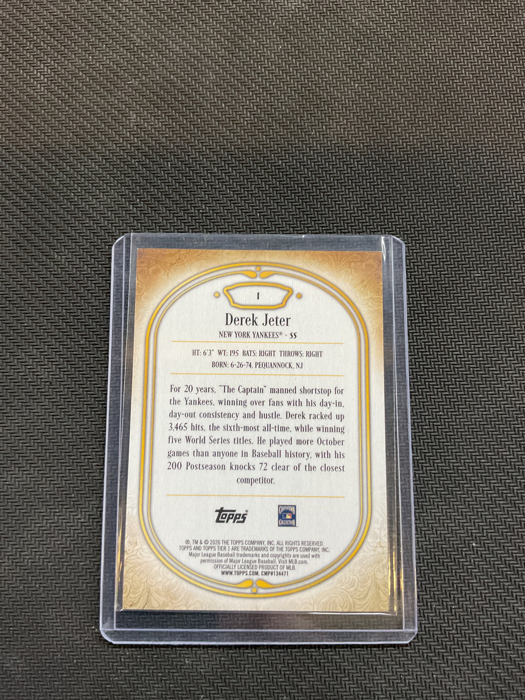 2026 Topps Tier One Derek Jeter Silver /10 Yankees