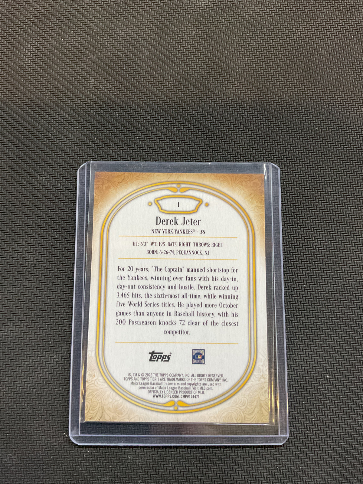 2026 Topps Tier One Derek Jeter Silver /10 Yankees