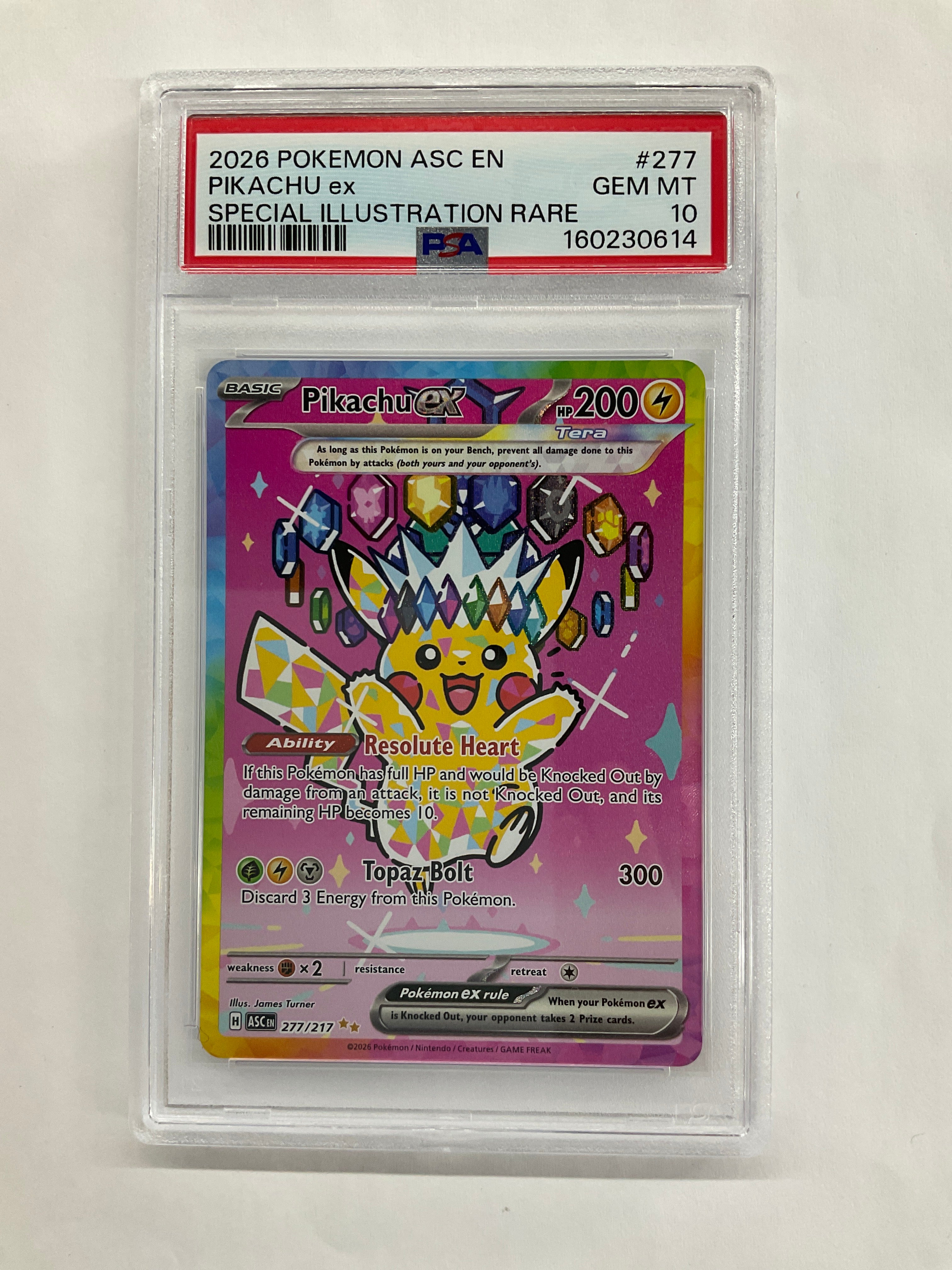 2026 Pokemon Ascended Heroes Pikachu ex 277 PSA 10