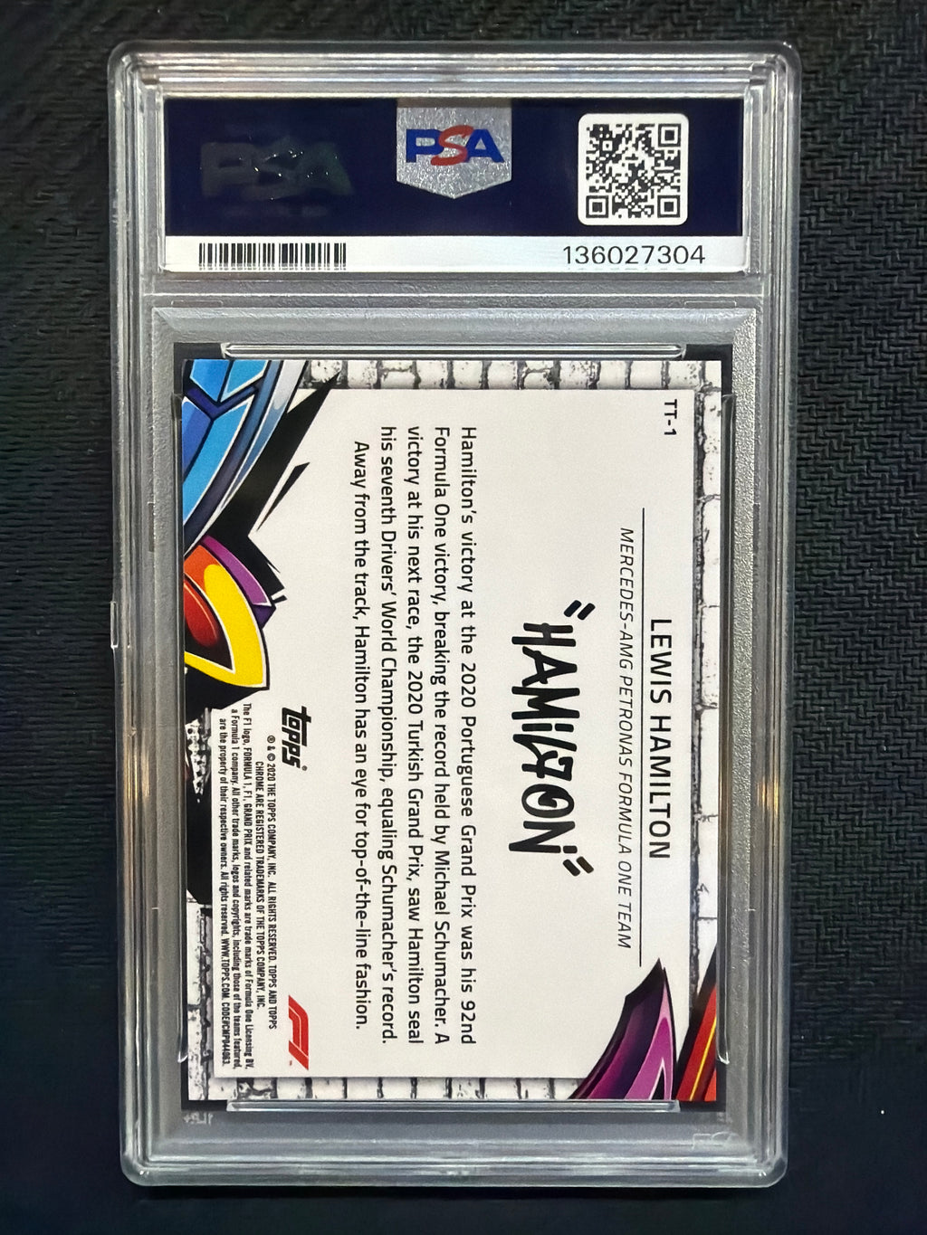 2020 Topps Chrome F1 Lewis Hamilton Track Tags #1 PSA 9 Mercedes 304