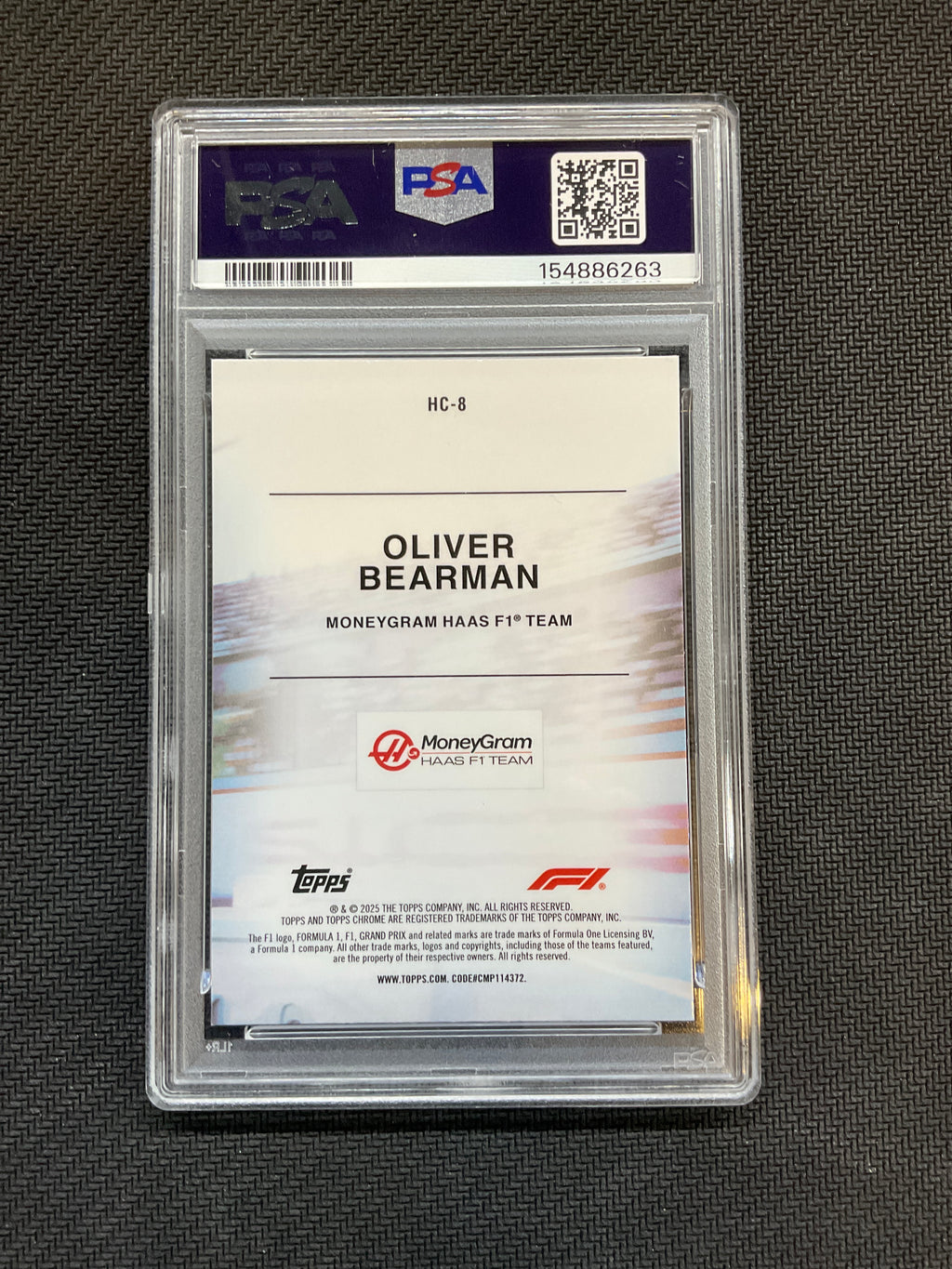 2025 Topps Chrome F1 Oliver Bearman Helmet Collection PSA 10