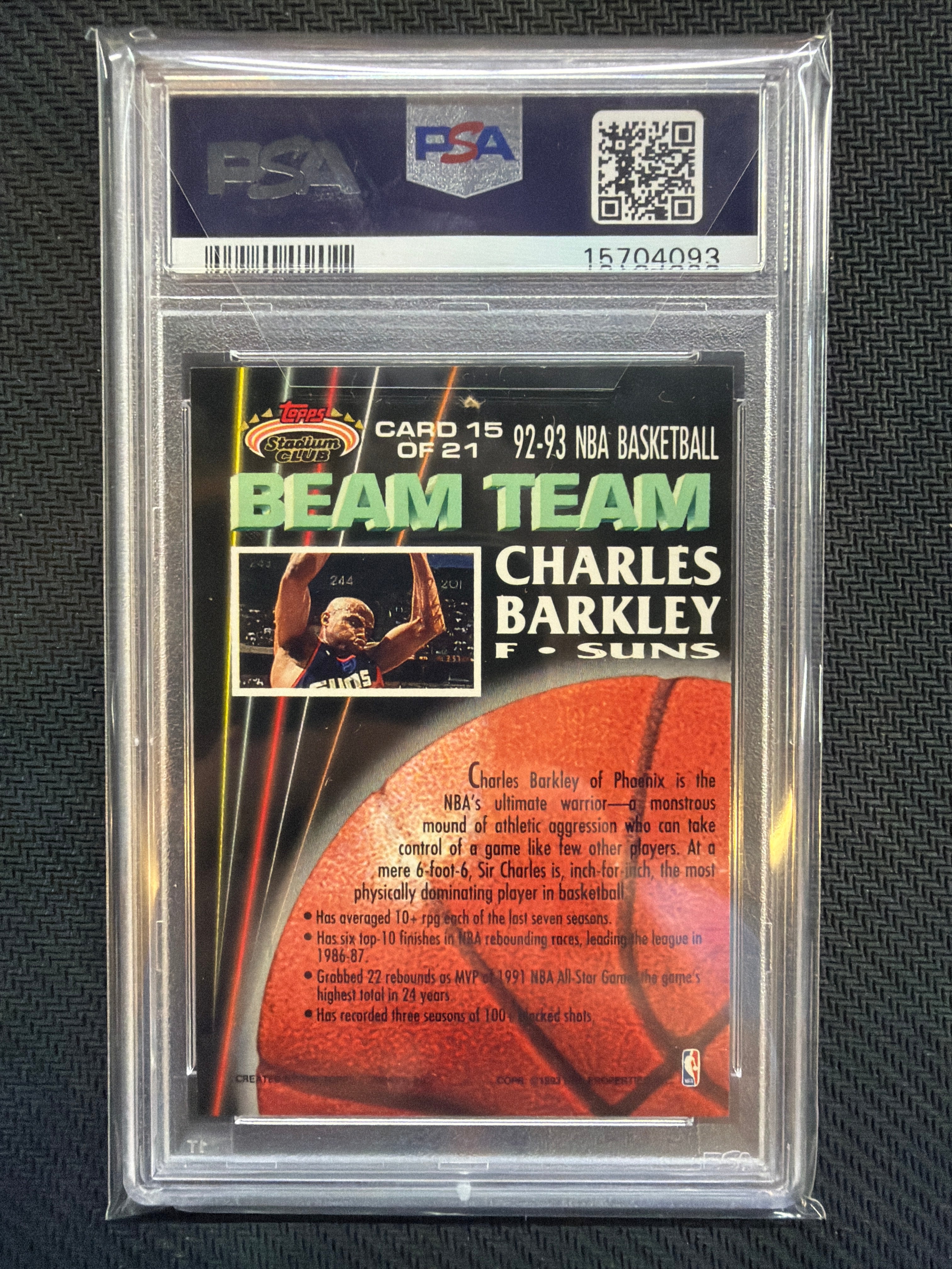 1992 Stadium Club Charles Barkley Beam Team #15 PSA 10 Suns