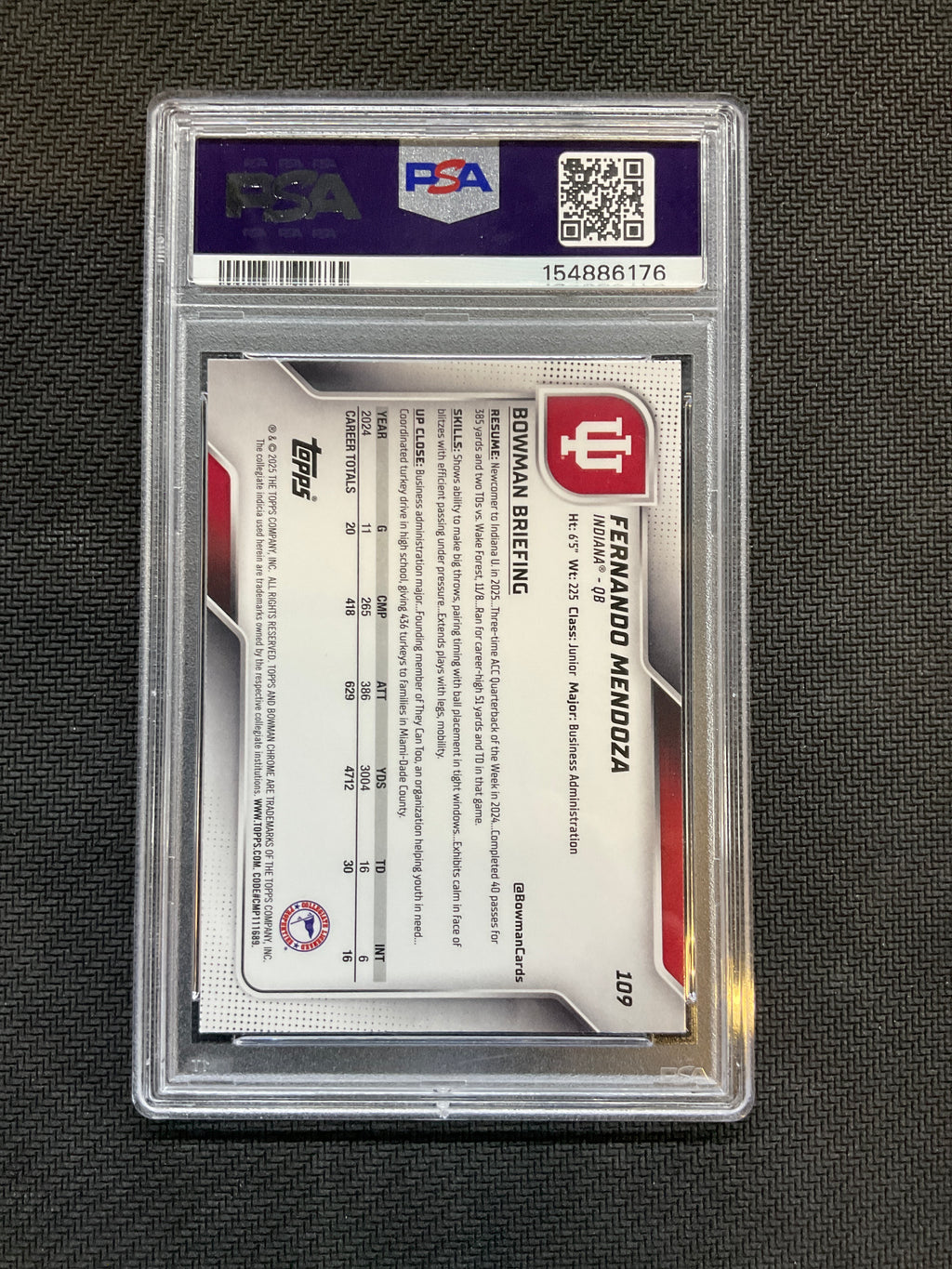 2025 Bowman U Chrome Fernando Mendoza PSA 9