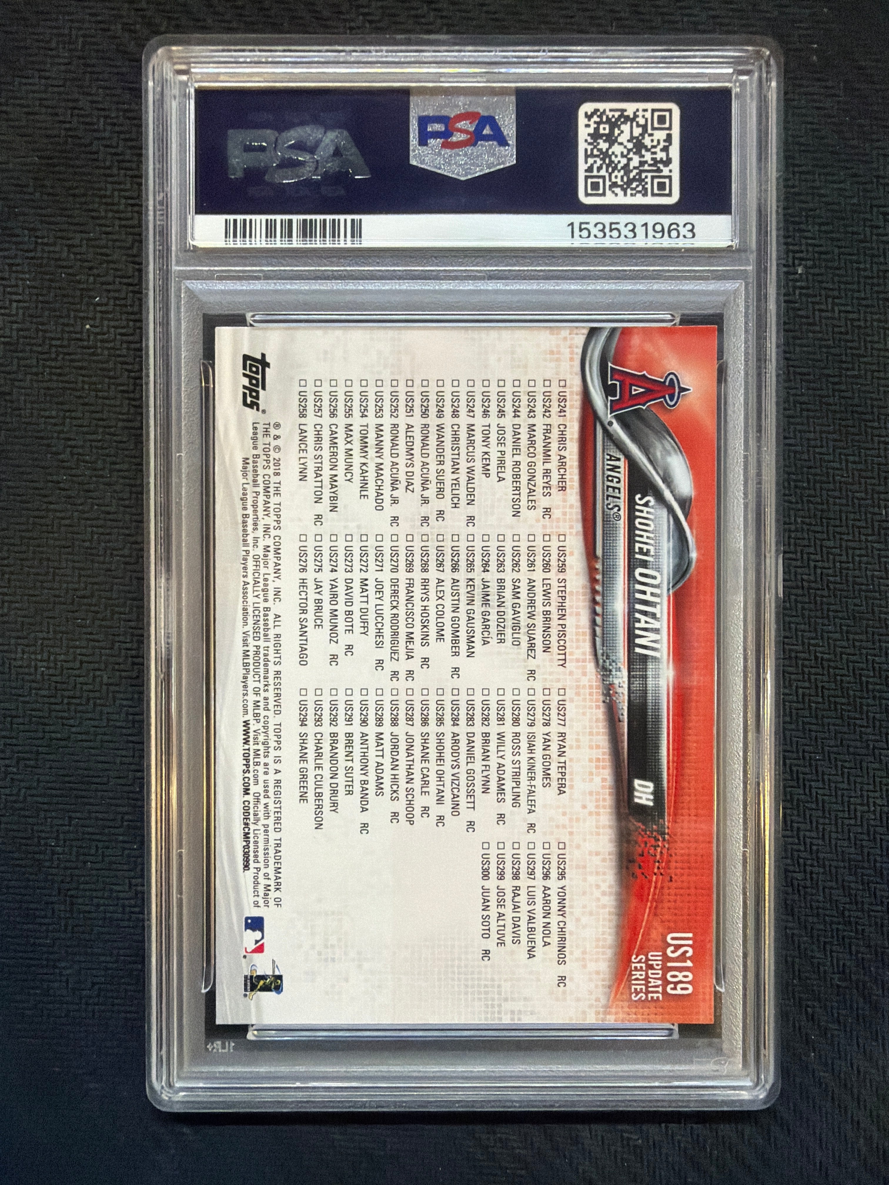 2018 Topps Update Shohei Ohtani #US189 PSA 9 Rookie 963