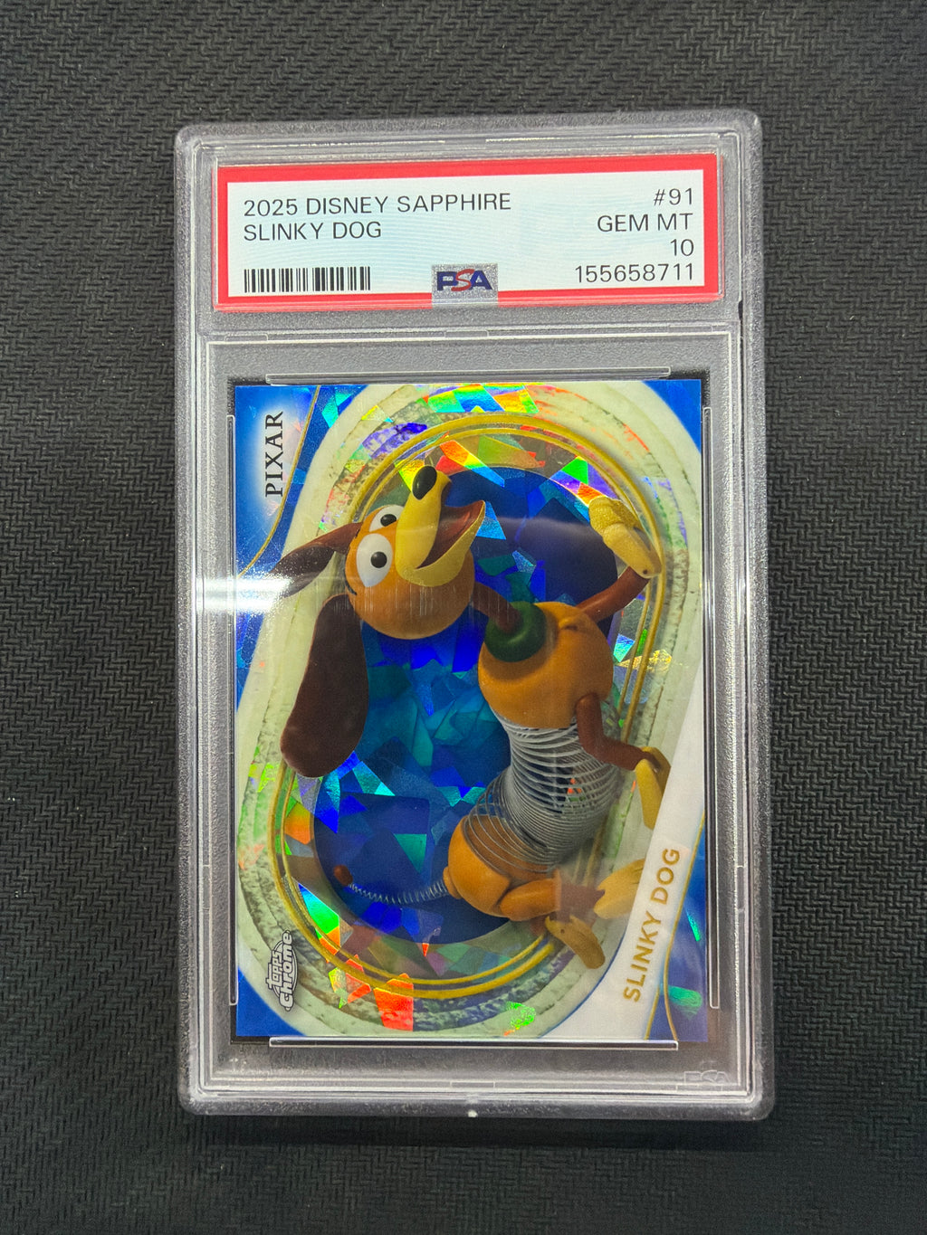 2025 Topps Chrome Disney Sapphire Slinky Dog #91 PSA 10 711