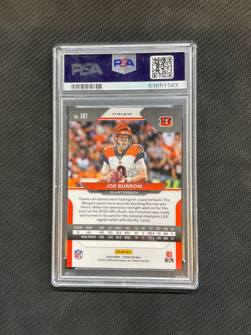 2020 Panini Prizm Joe Burrow Rookie Green Scope /75 PSA 9 Bengals