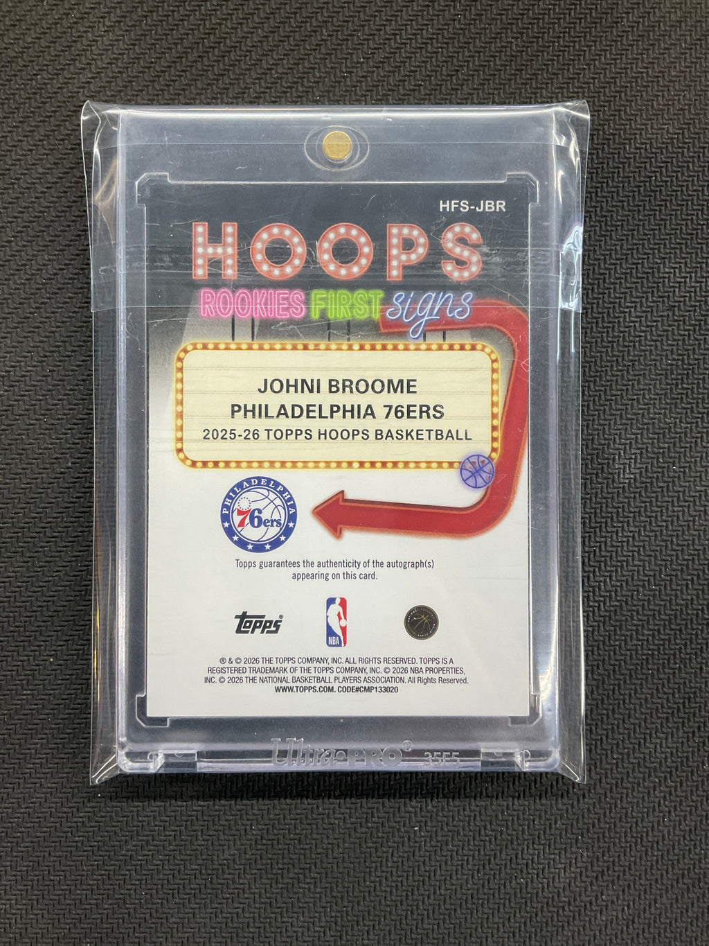 2026 NBA Hoops Johni Broome Rookie First Signs Auto 76ers