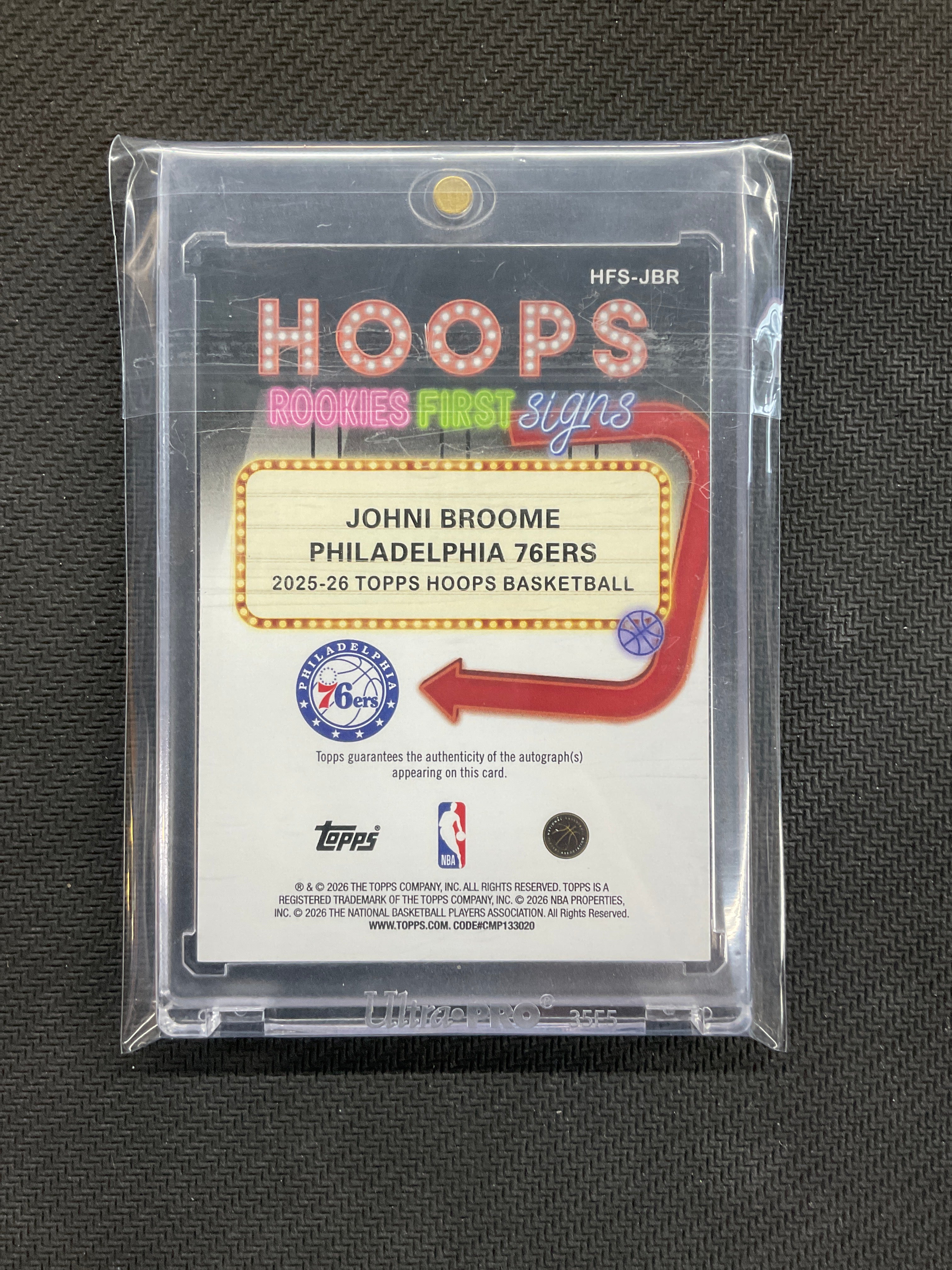 2026 NBA Hoops Johni Broome Rookie First Signs Auto 76ers