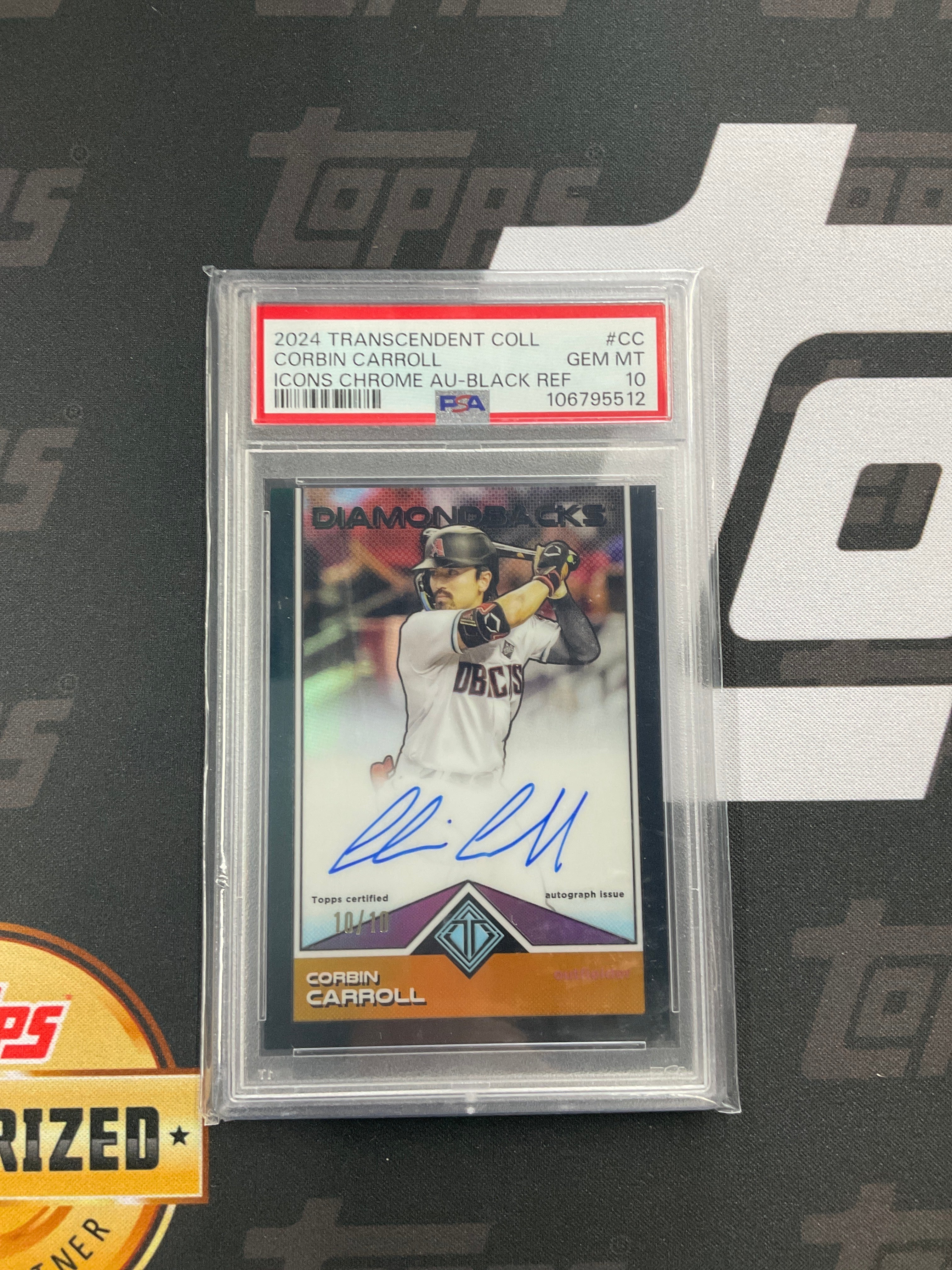 2024 Topps Transcendent Corbin Carroll Auto Black /10 PSA 10