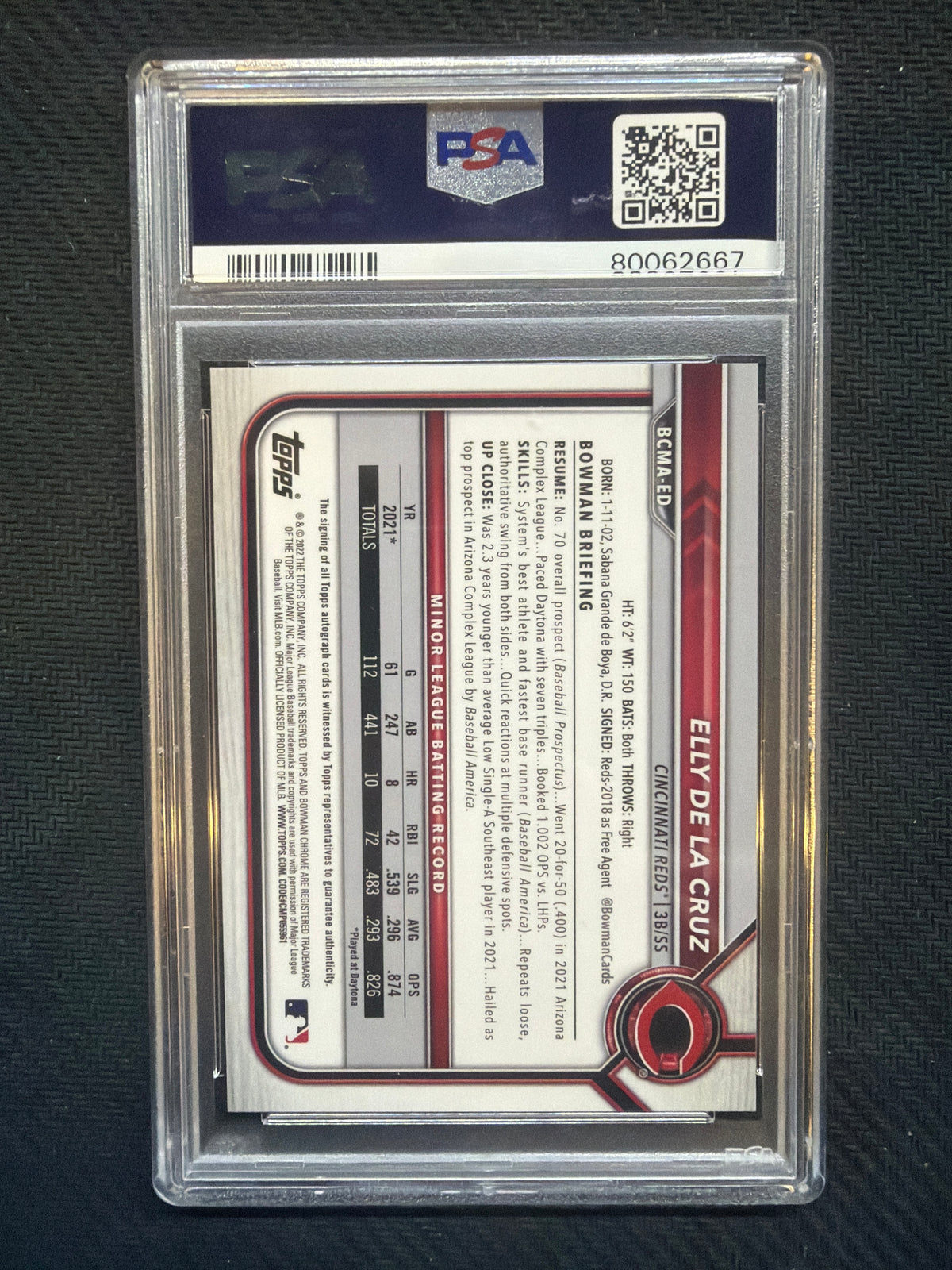 2022 Bowman Chrome Mega Elly De La Cruz Rookie Auto PSA 10 Auto 9 667