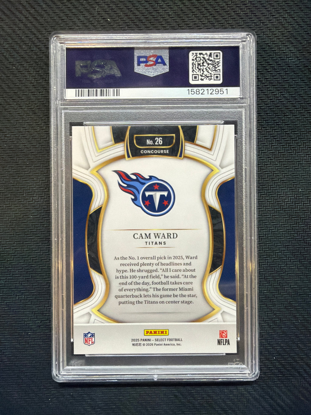 2025 Select Cam Ward Rookie PSA 10 Titans