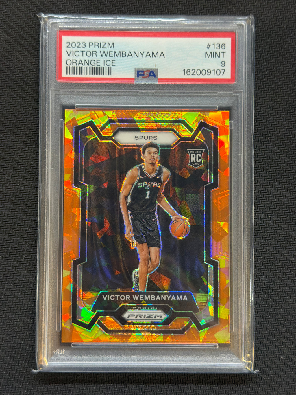 2023 Panini Prizm Victor Wembanyama Orange Ice Rookie #136 PSA 9 Spurs