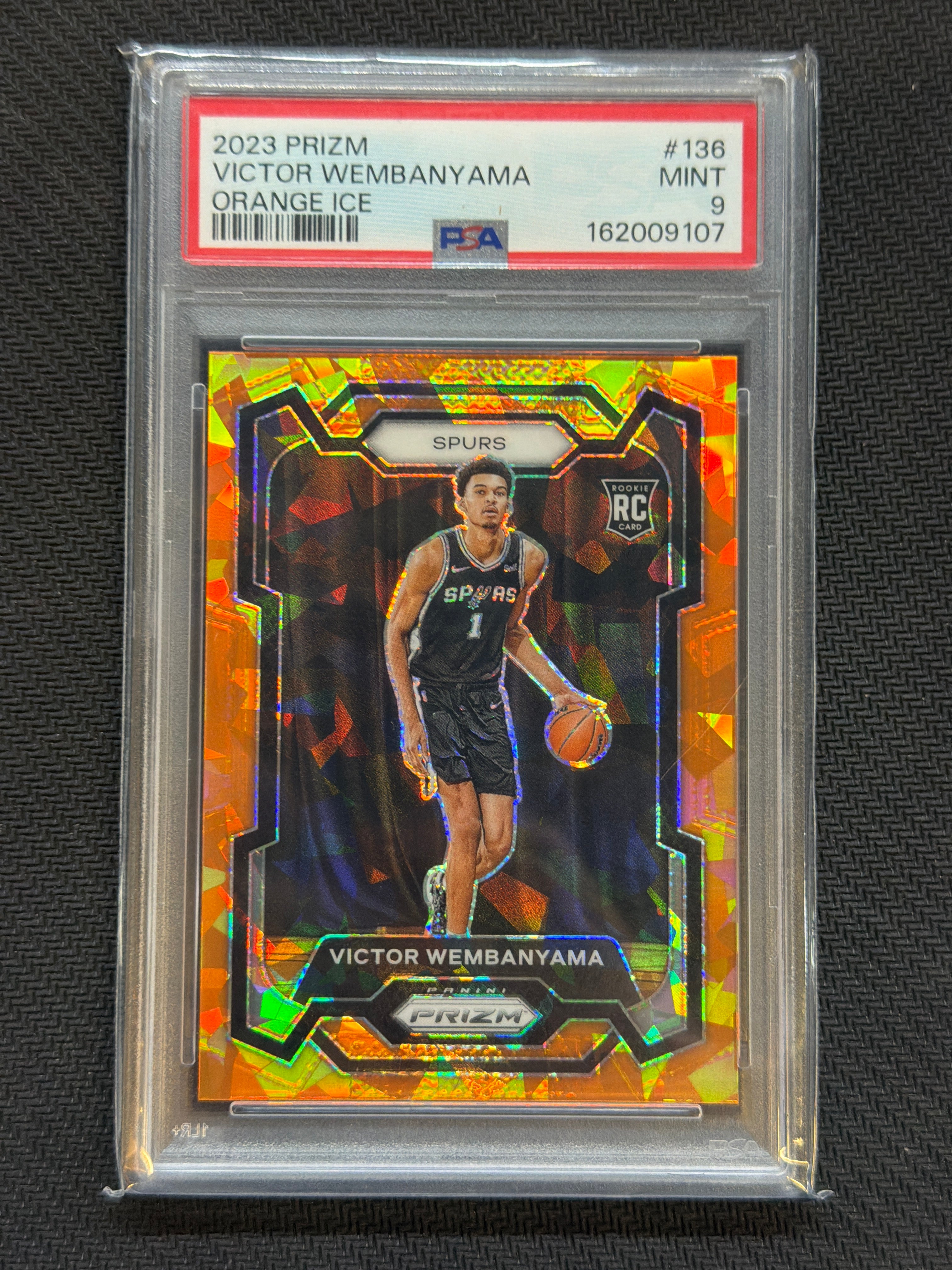 2023 Panini Prizm Victor Wembanyama Orange Ice Rookie #136 PSA 9 Spurs