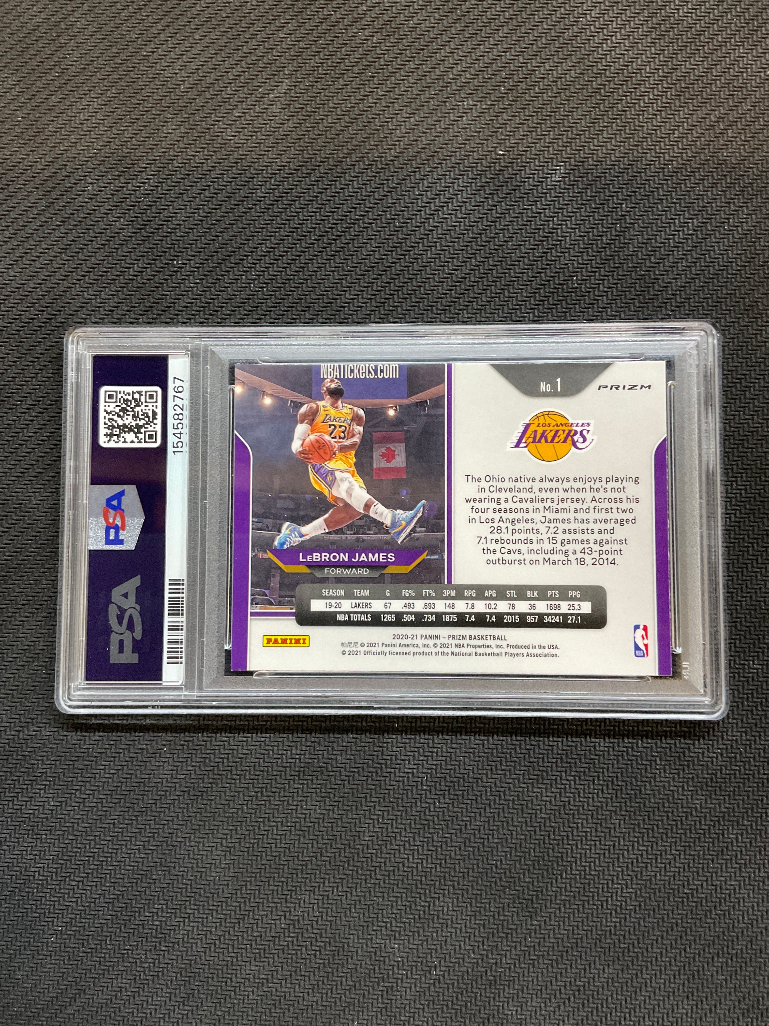 2020 Panini Prizm Lebron James Silver Prizm PSA 10 Lakers