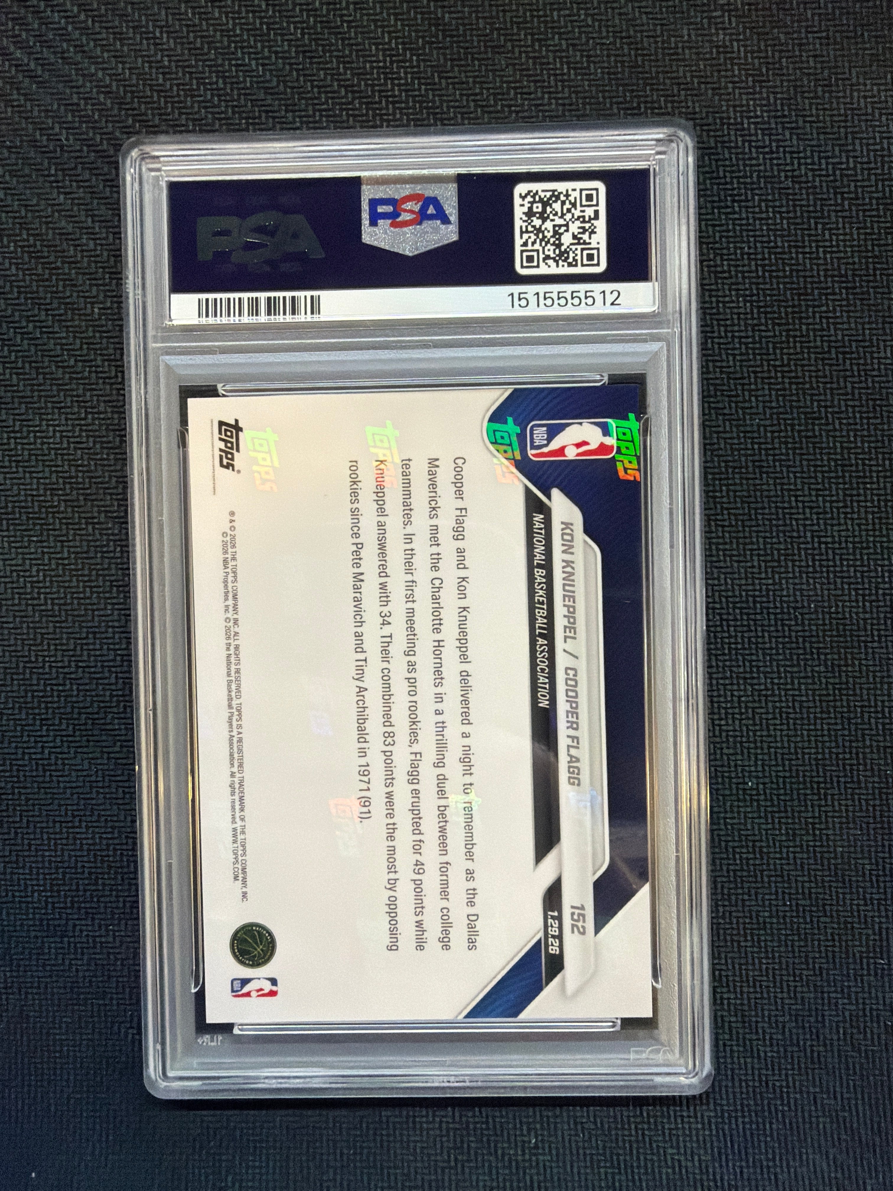2025 Topps Now Cooper Flagg Kon Knueppel Rookie PSA 10 512