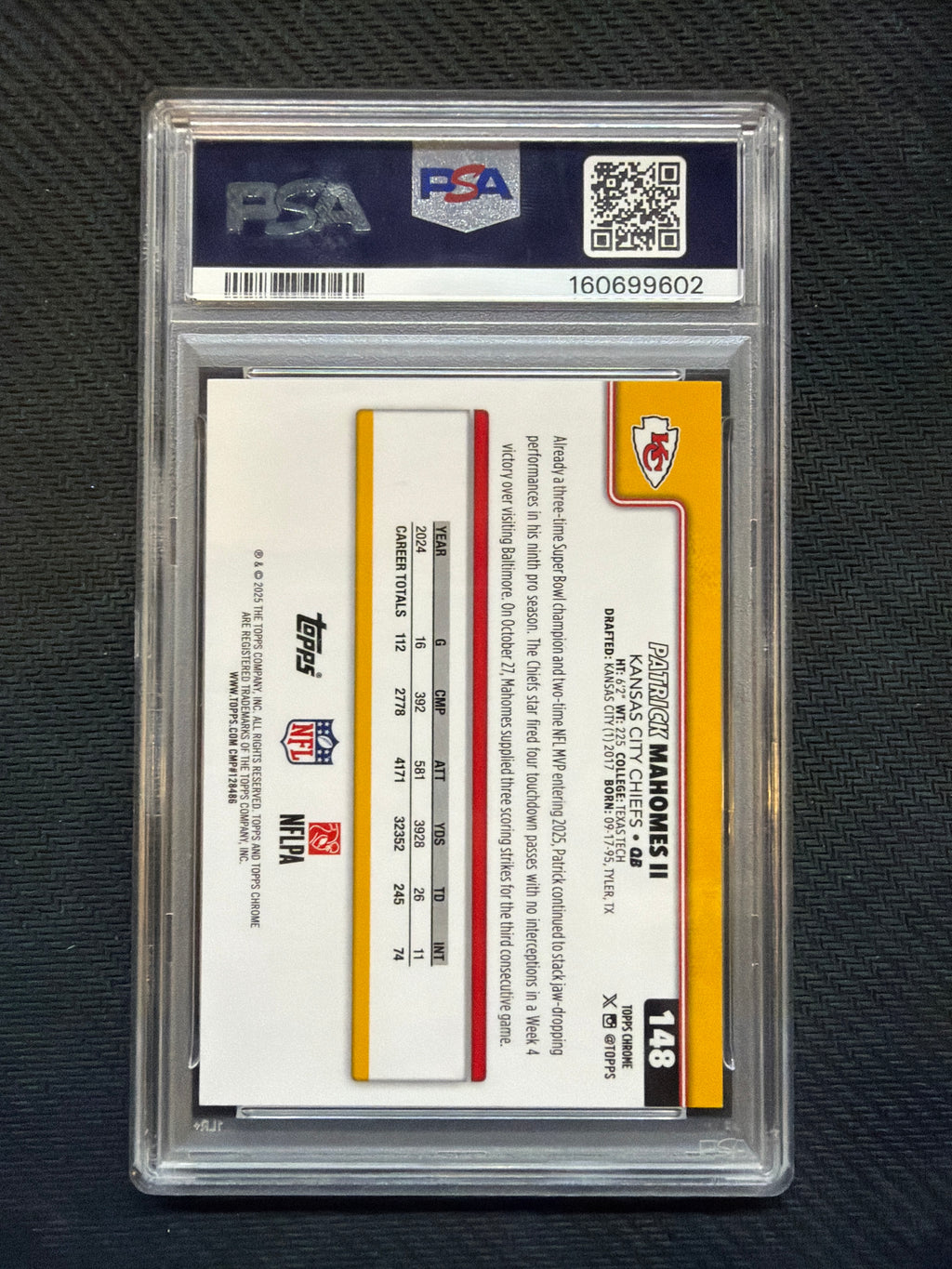 2025 Topps Chrome Patrick Mahomes Variation Green Geometeric /99 PSA 9 Chiefs