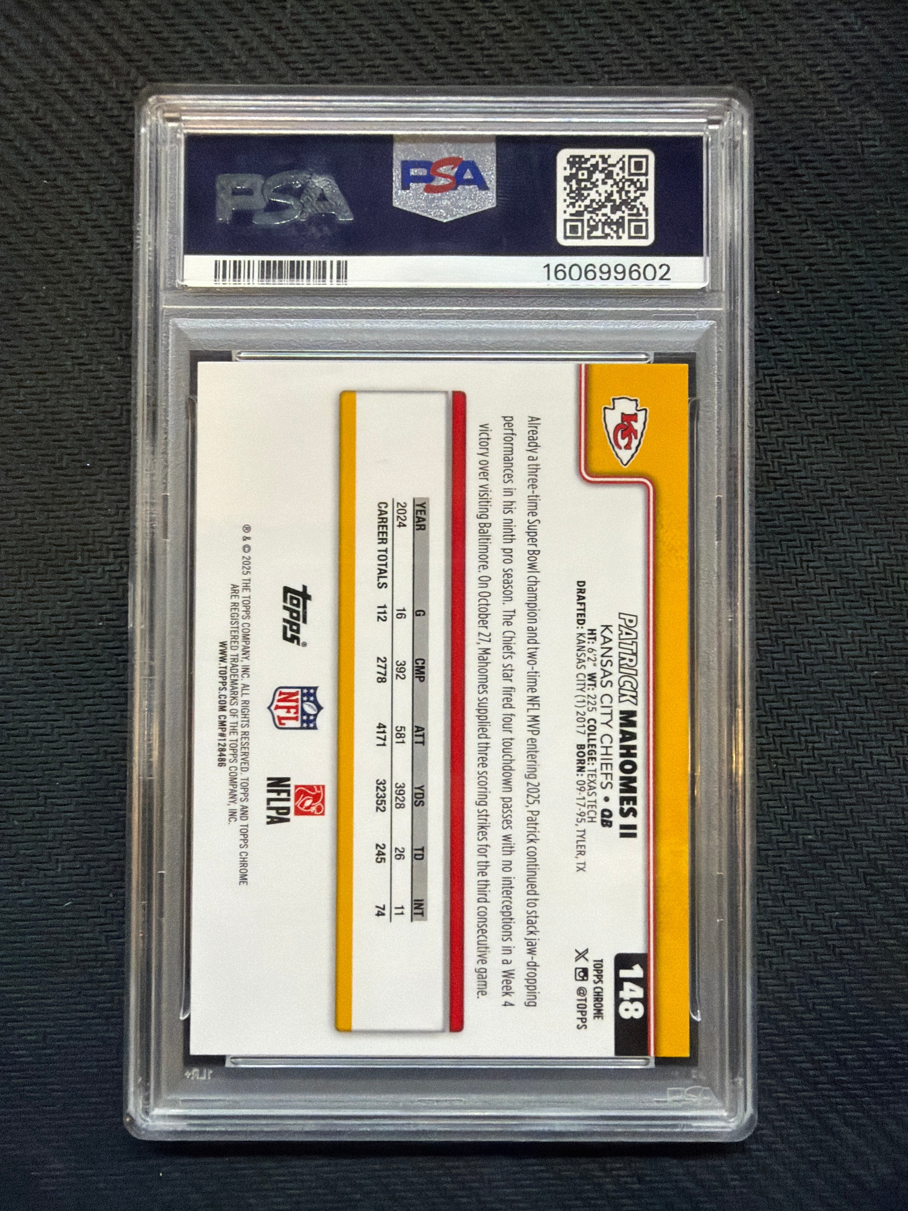 2025 Topps Chrome Patrick Mahomes Variation Green Geometeric /99 PSA 9 Chiefs