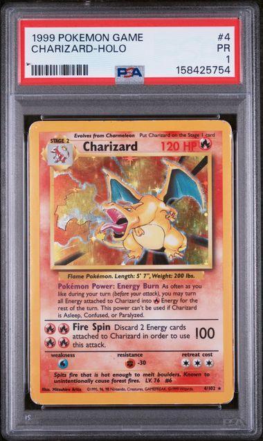 1999 Pokemon Base Set Charizard 4 Holo PSA 1