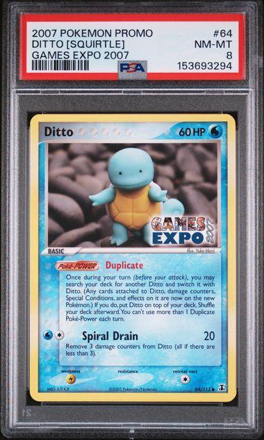 2007 Pokemon Promo Ditto (Squirtle) 64 Games Expo PSA 8