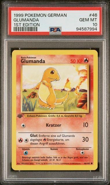 1999 German Pokemon 1st Edition Glumanda (Charmander) 46 PSA 10