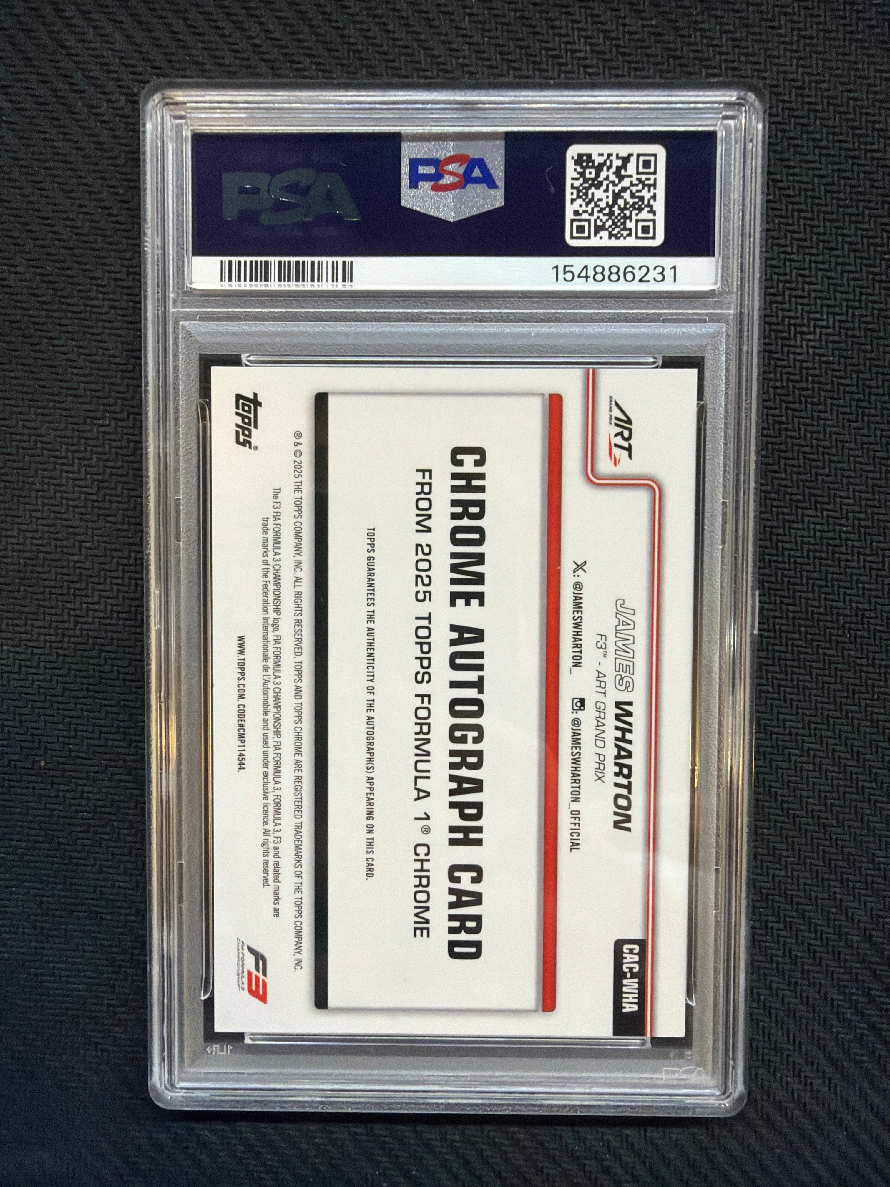 2025 Topps Chrome Sapphire James Wharton Auto Orange /25 PSA 10